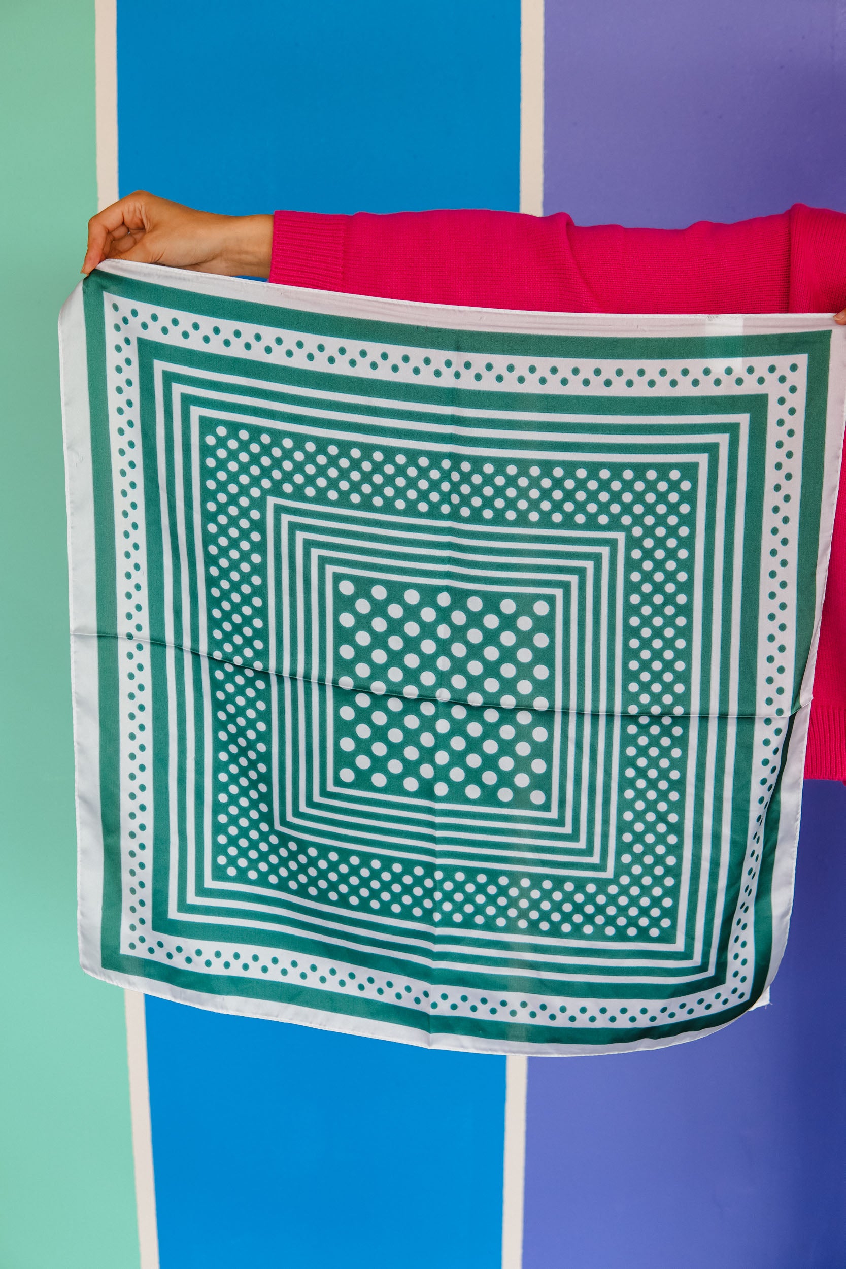 Irish Goodbye Polka dot Scarf - Pine + White