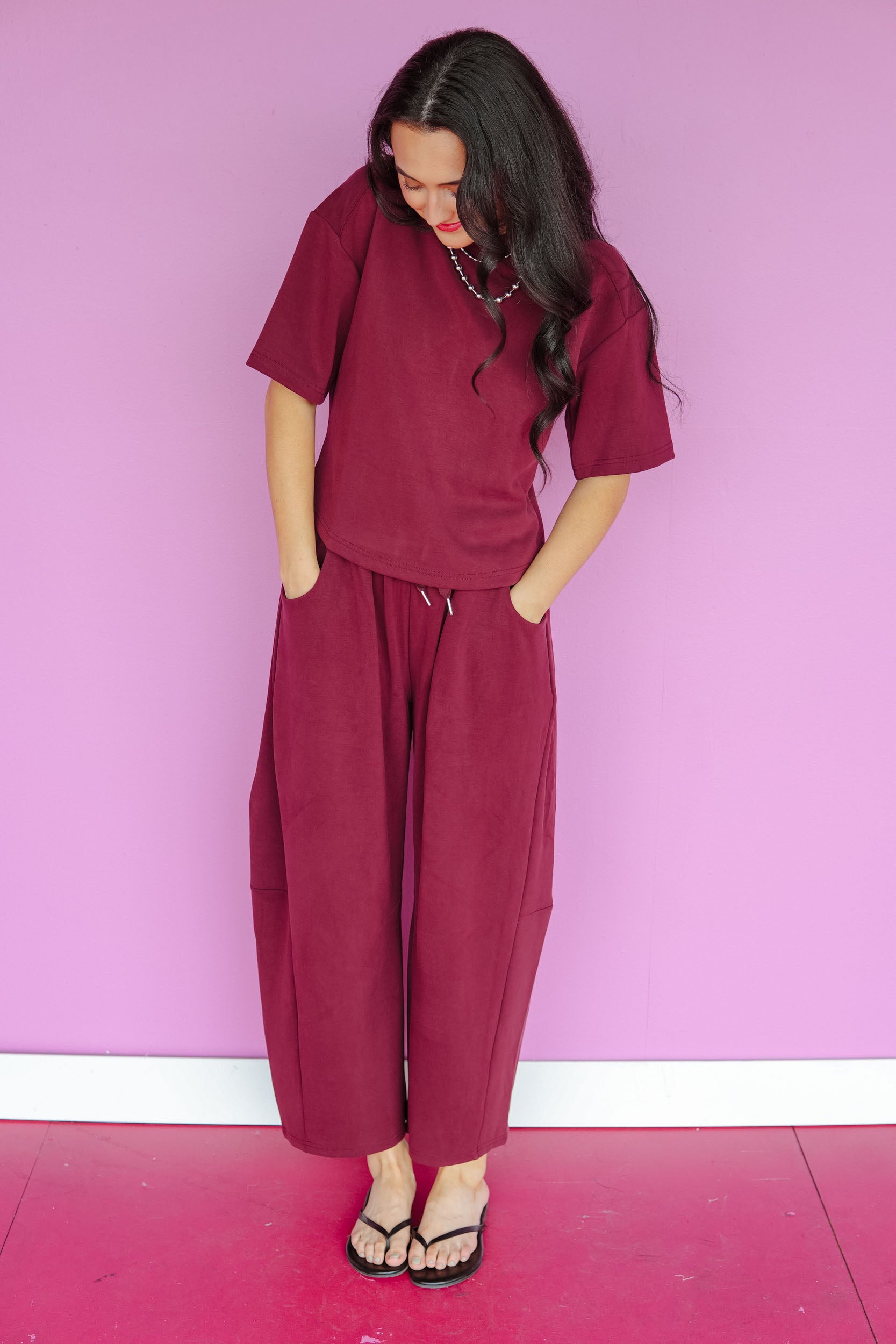 Gemma Scuba Pant - Burgundy