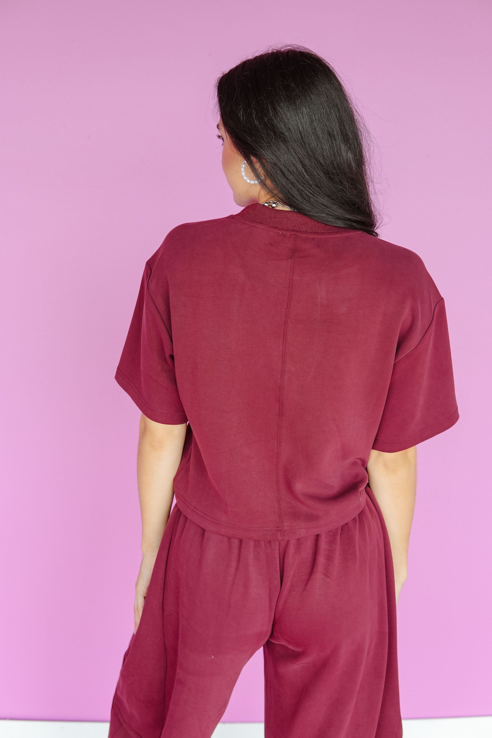 Greer Short Sleeve Tee - Burgundy