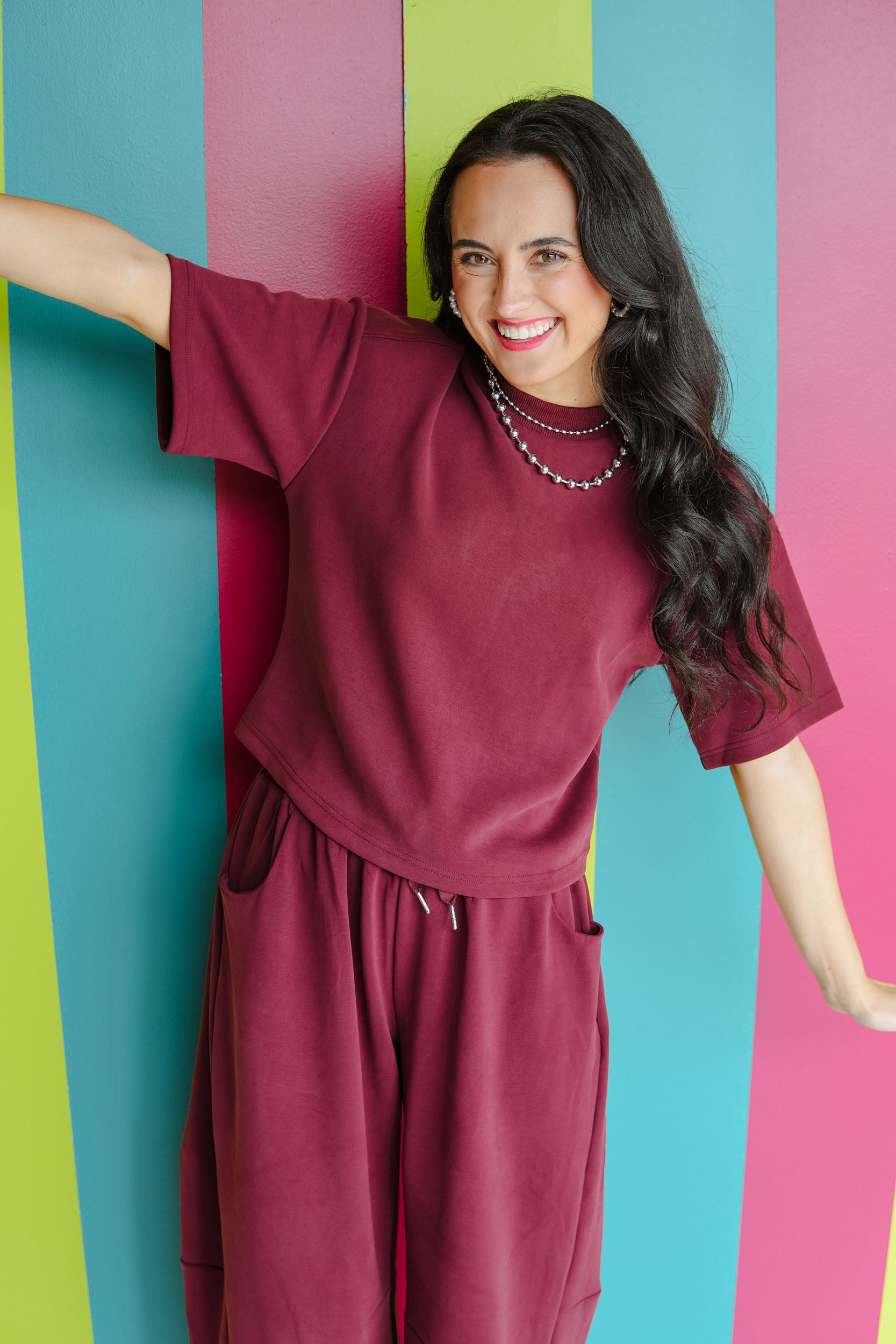 Greer Short Sleeve Tee - Burgundy