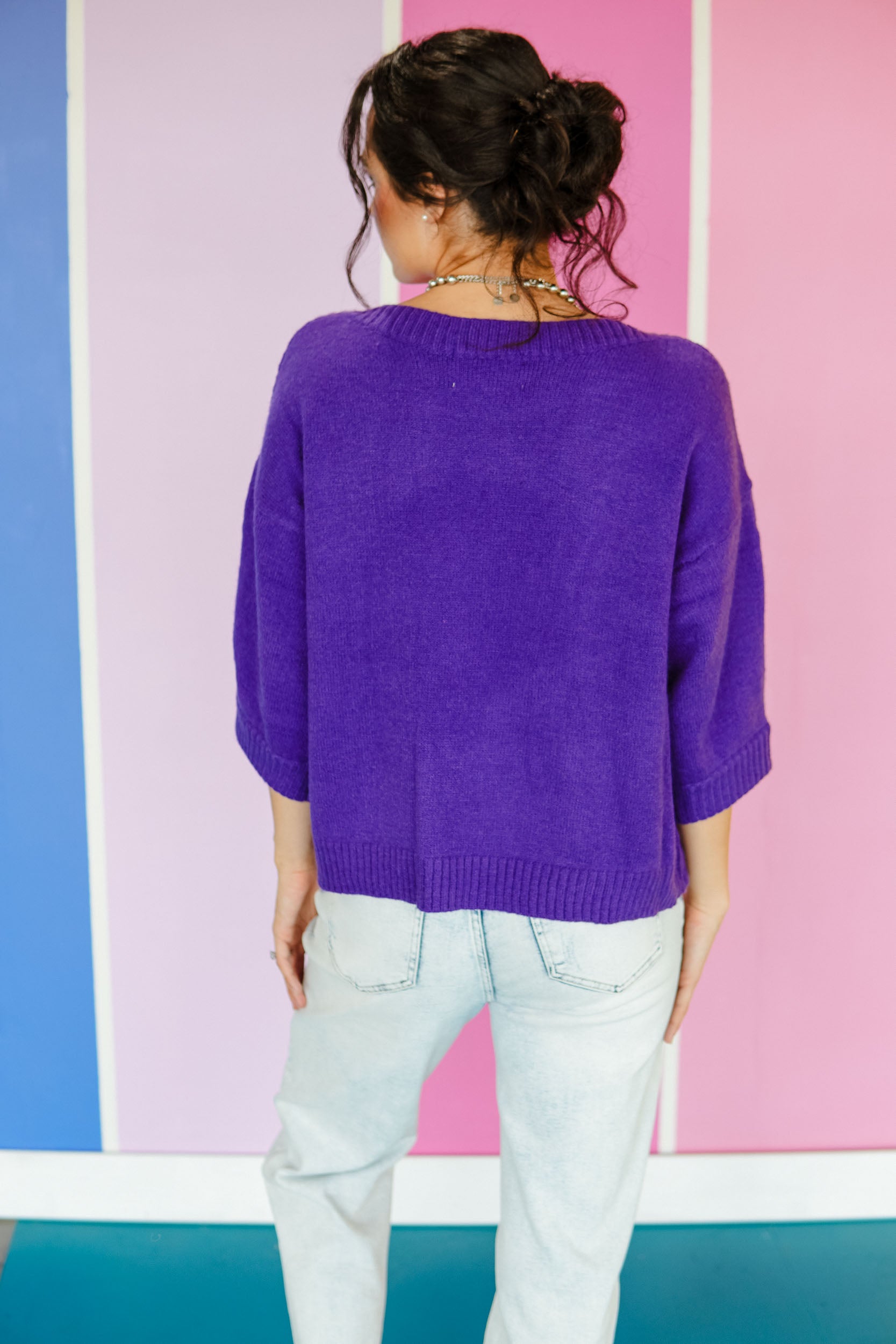 Pick of the Patch Wide Neck Sweater - Royal Purple