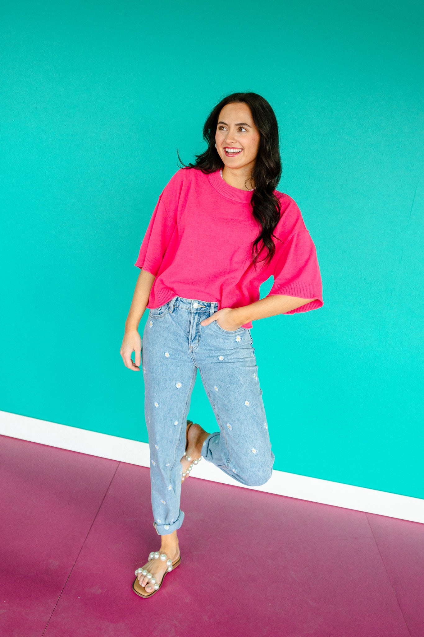 Hannah Boxy Sweater - Raspberry