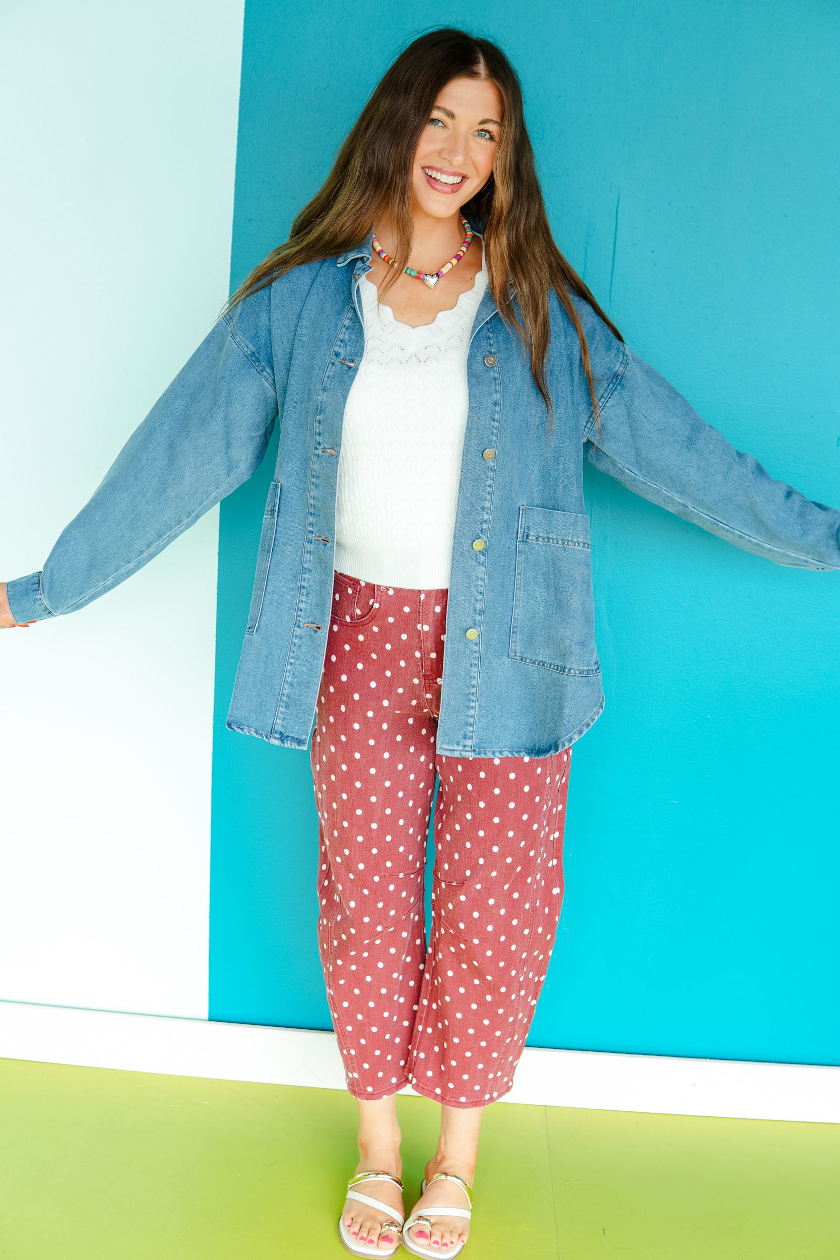Falling for it Oversized Denim Jacket - Medium Wash