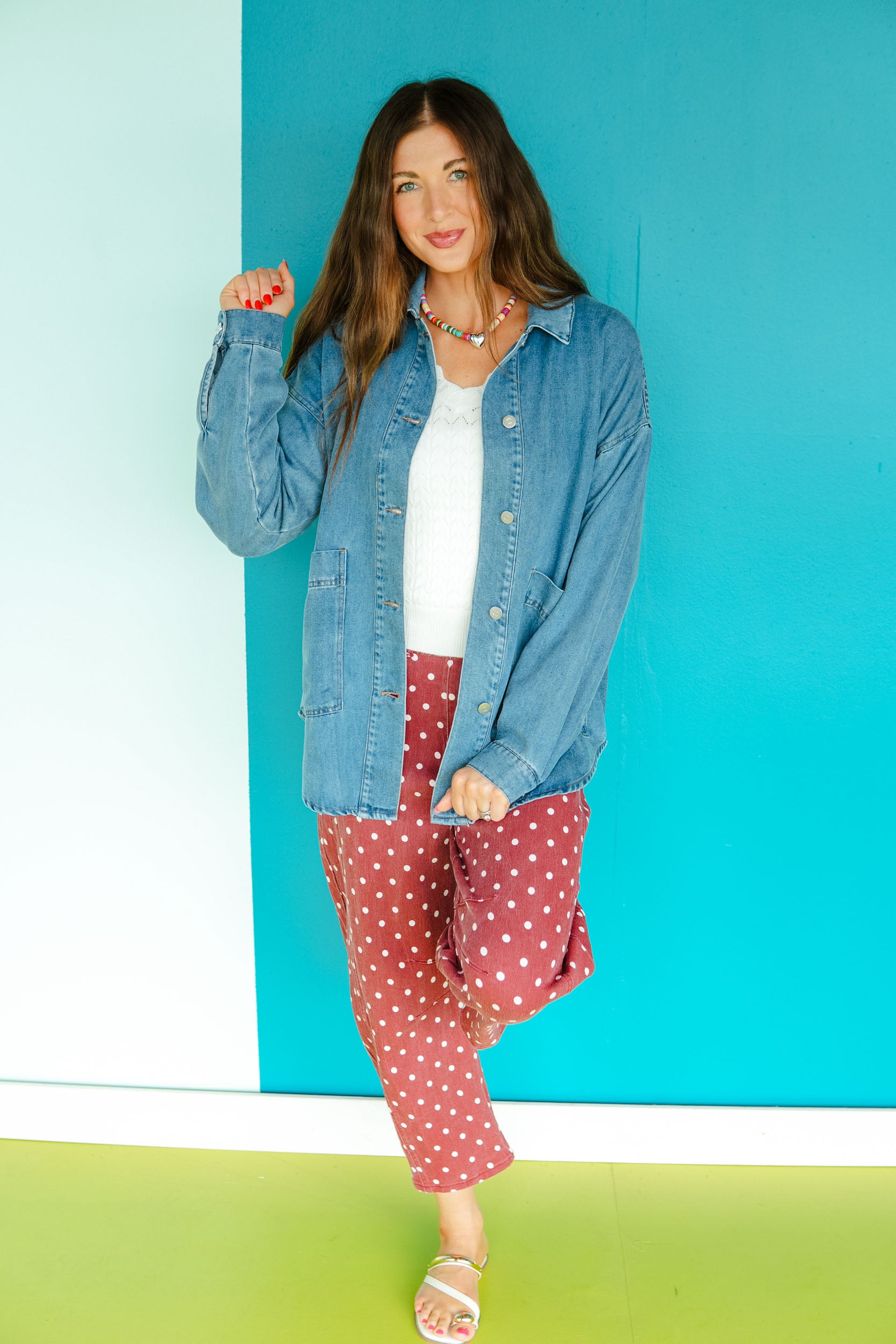 Falling for it Oversized Denim Jacket - Medium Wash