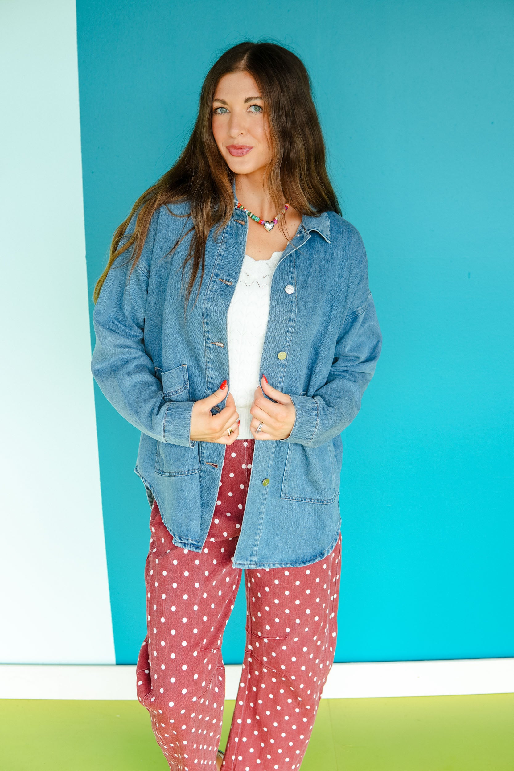 Falling for it Oversized Denim Jacket - Medium Wash