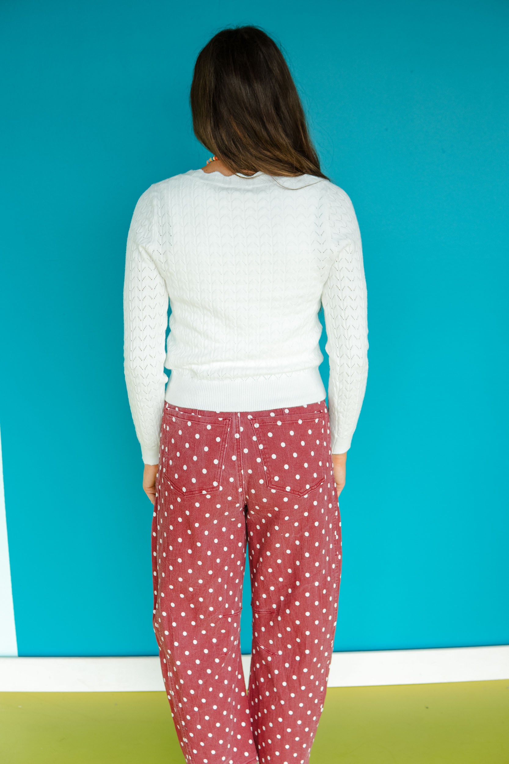 Sonnet V-Neck Pointelle Sweater - Soft White