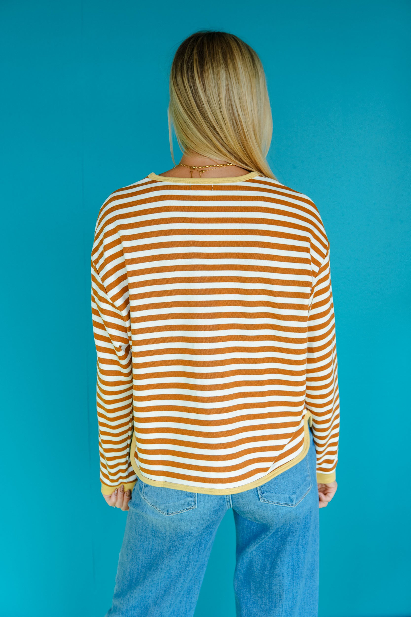 Maize Runner Striped Pullover - Cinnamon + Cream + Yellow