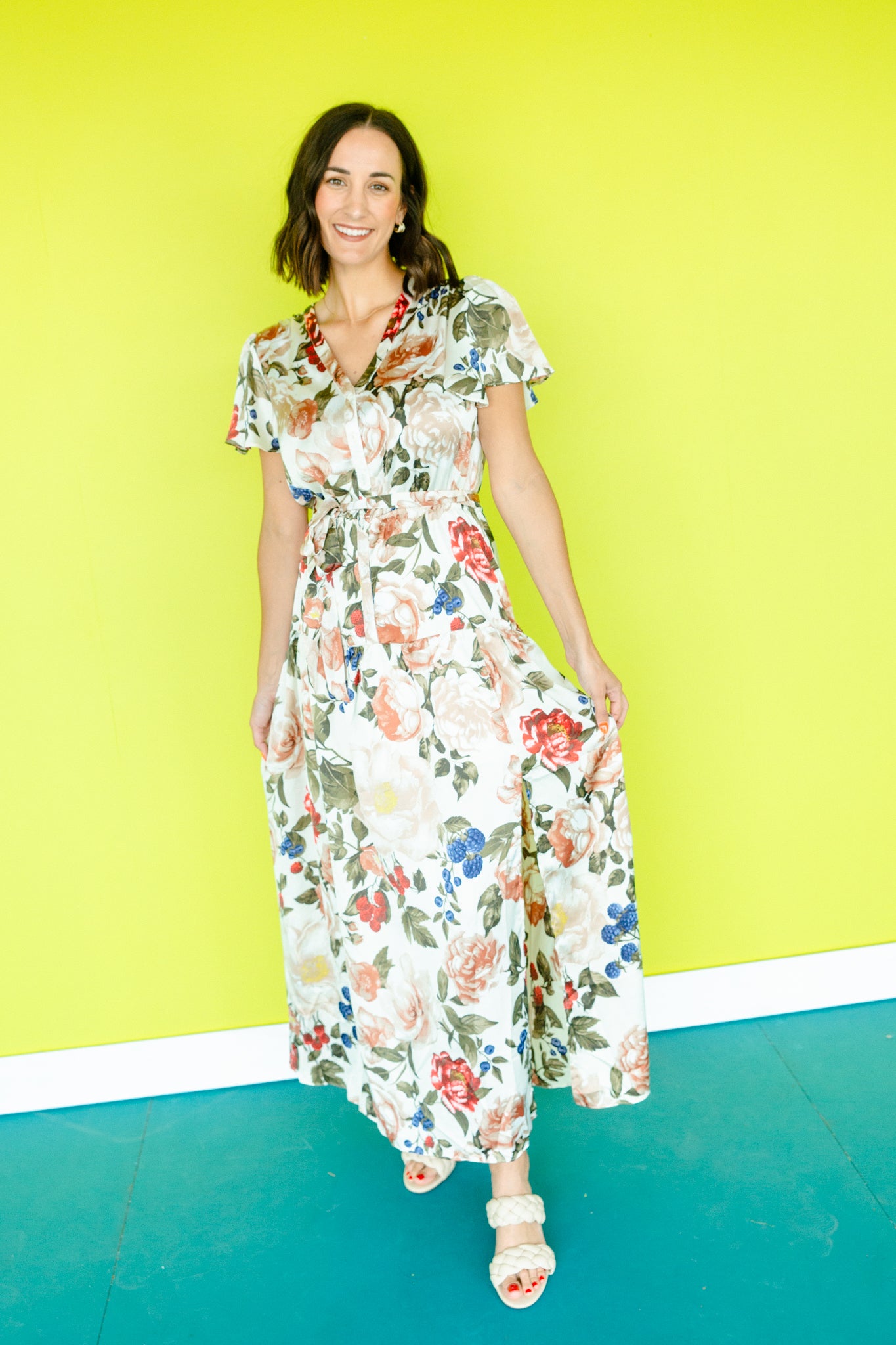 Sidney Satin Maxi Dress - Oyster + Olive