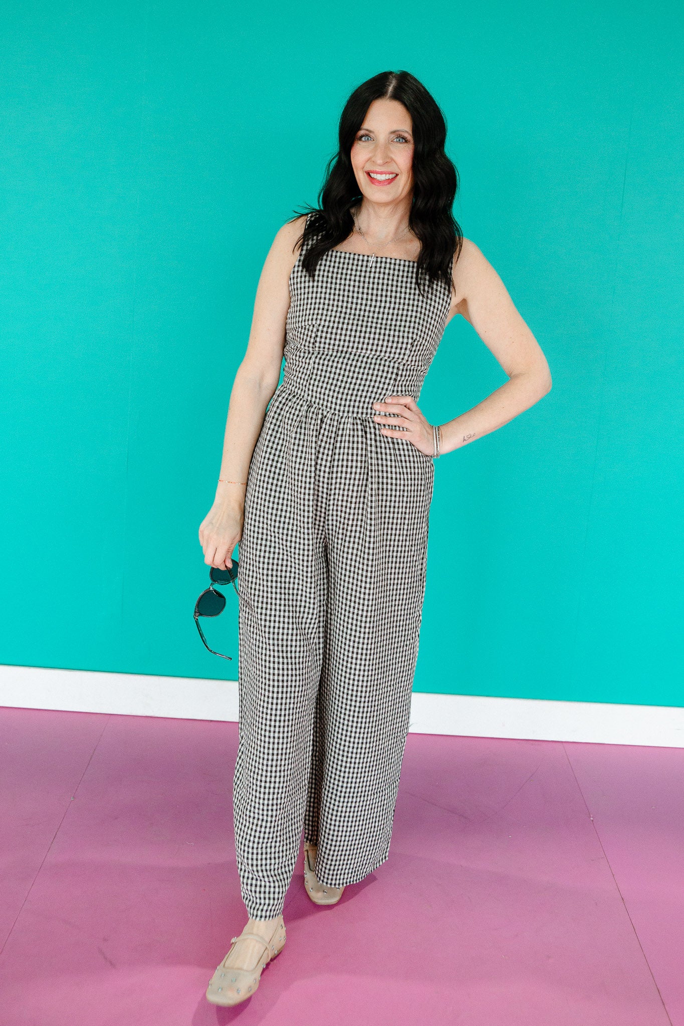 Isabelle Gingham Tie Back Jumpsuit