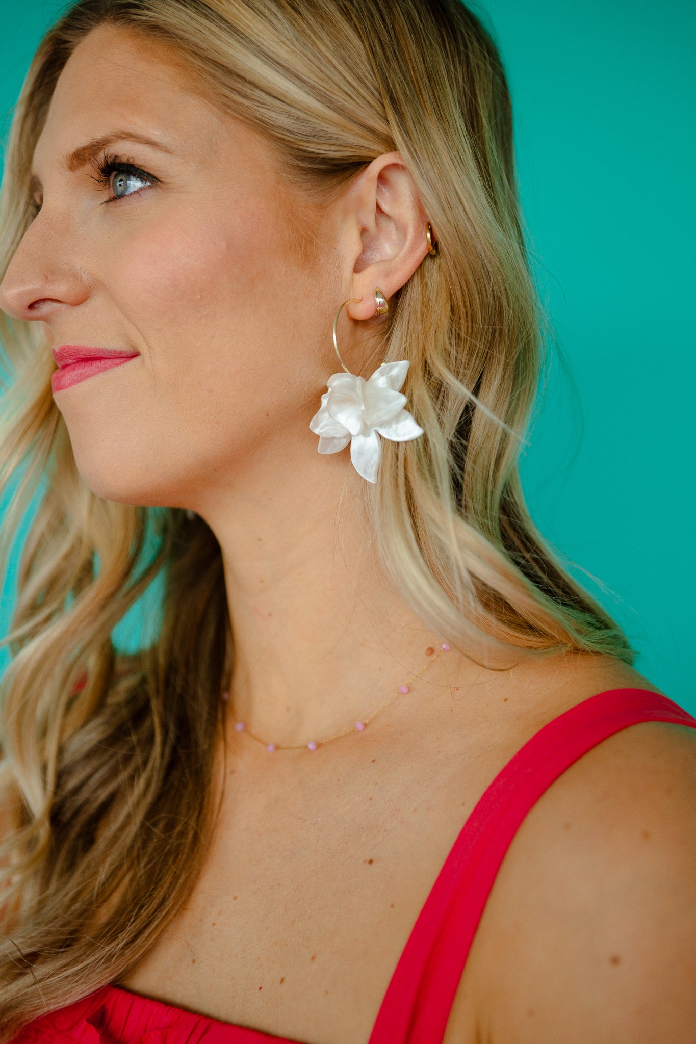 Rosalie Statement Earrings - White + Gold