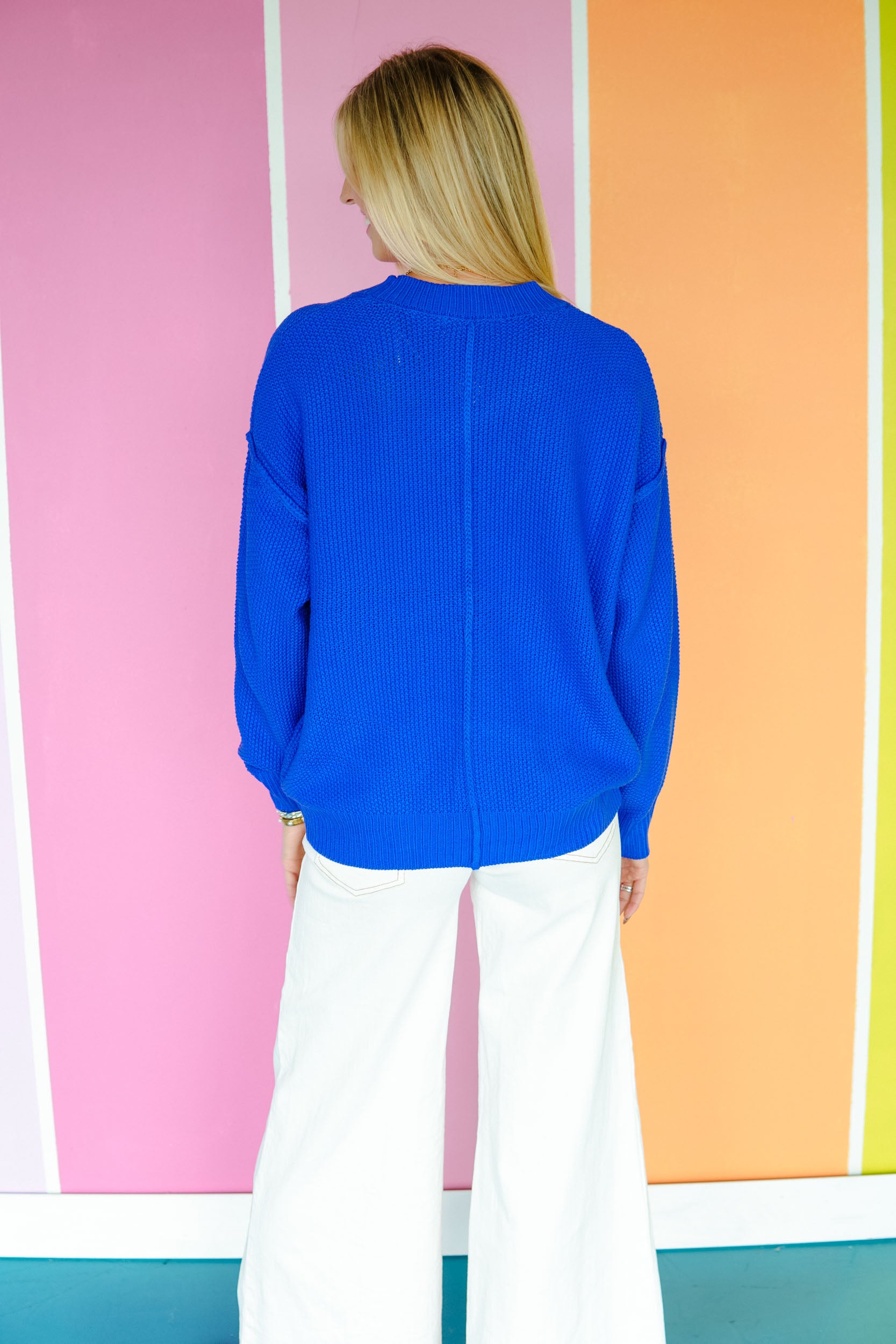 Berry Picking Button Down Cardigan - Vibrant Bright Navy