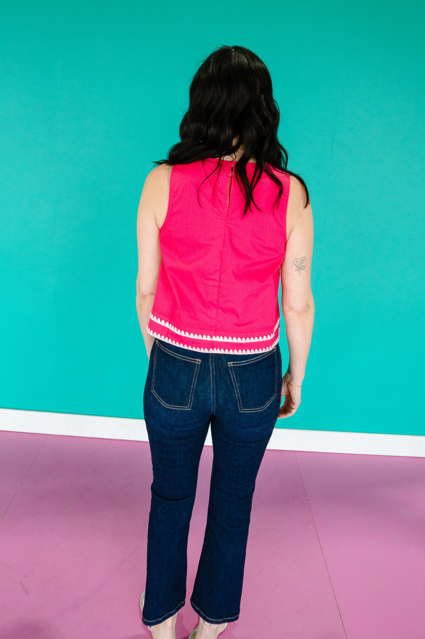 Suri Trim Detail Tank - Fuchsia