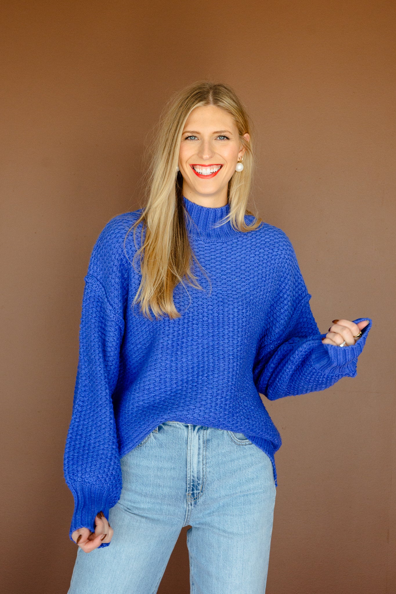 Fiona Oversized Textured Sweater - Bright Heliotrope