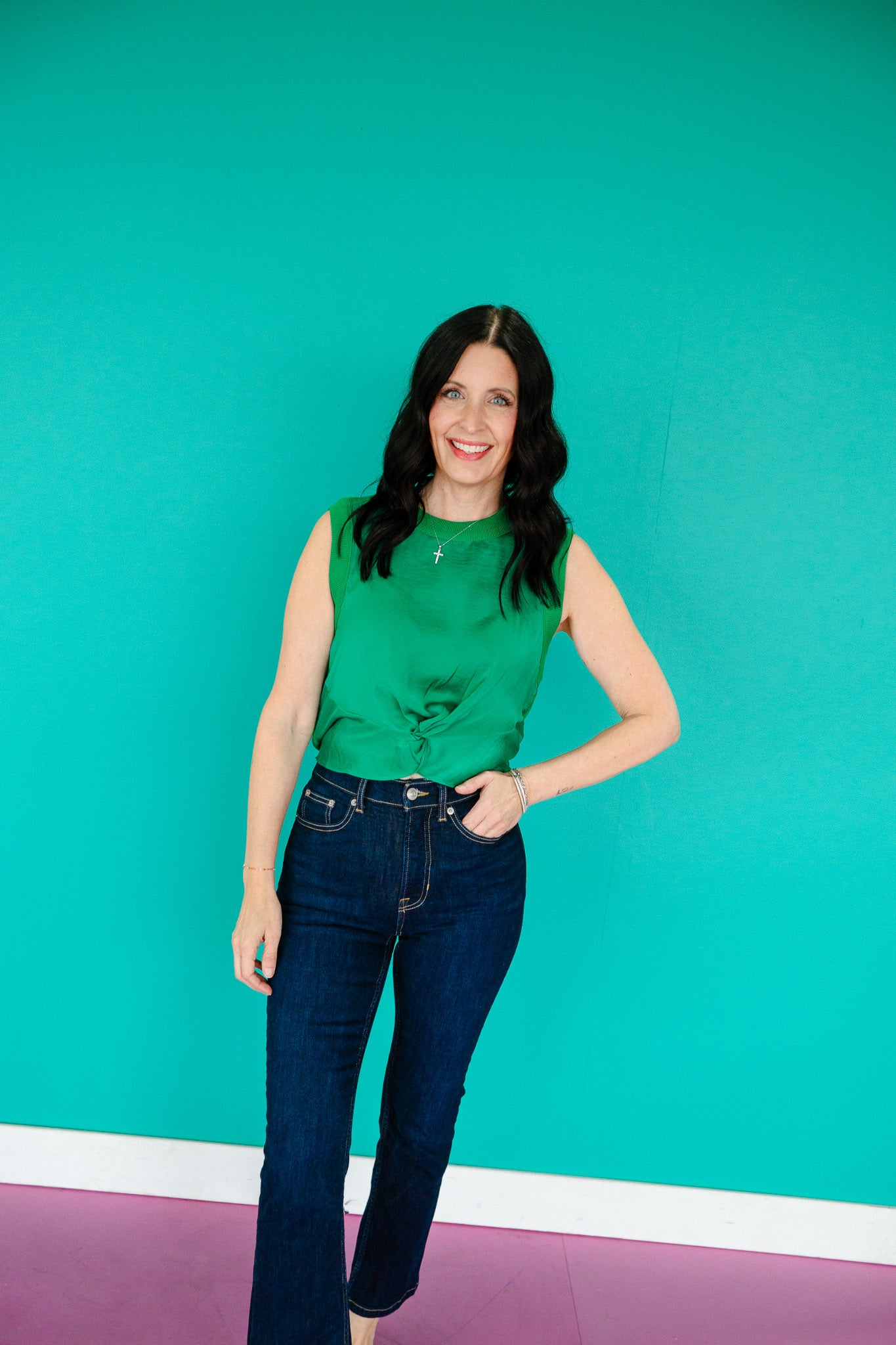 Zadie Twist Front Tank - Emerald