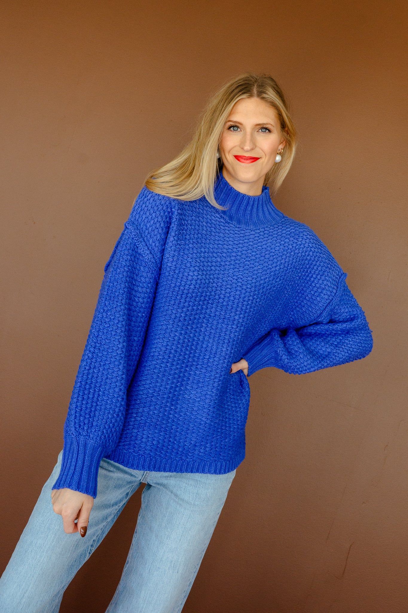Fiona Oversized Textured Sweater - Bright Heliotrope