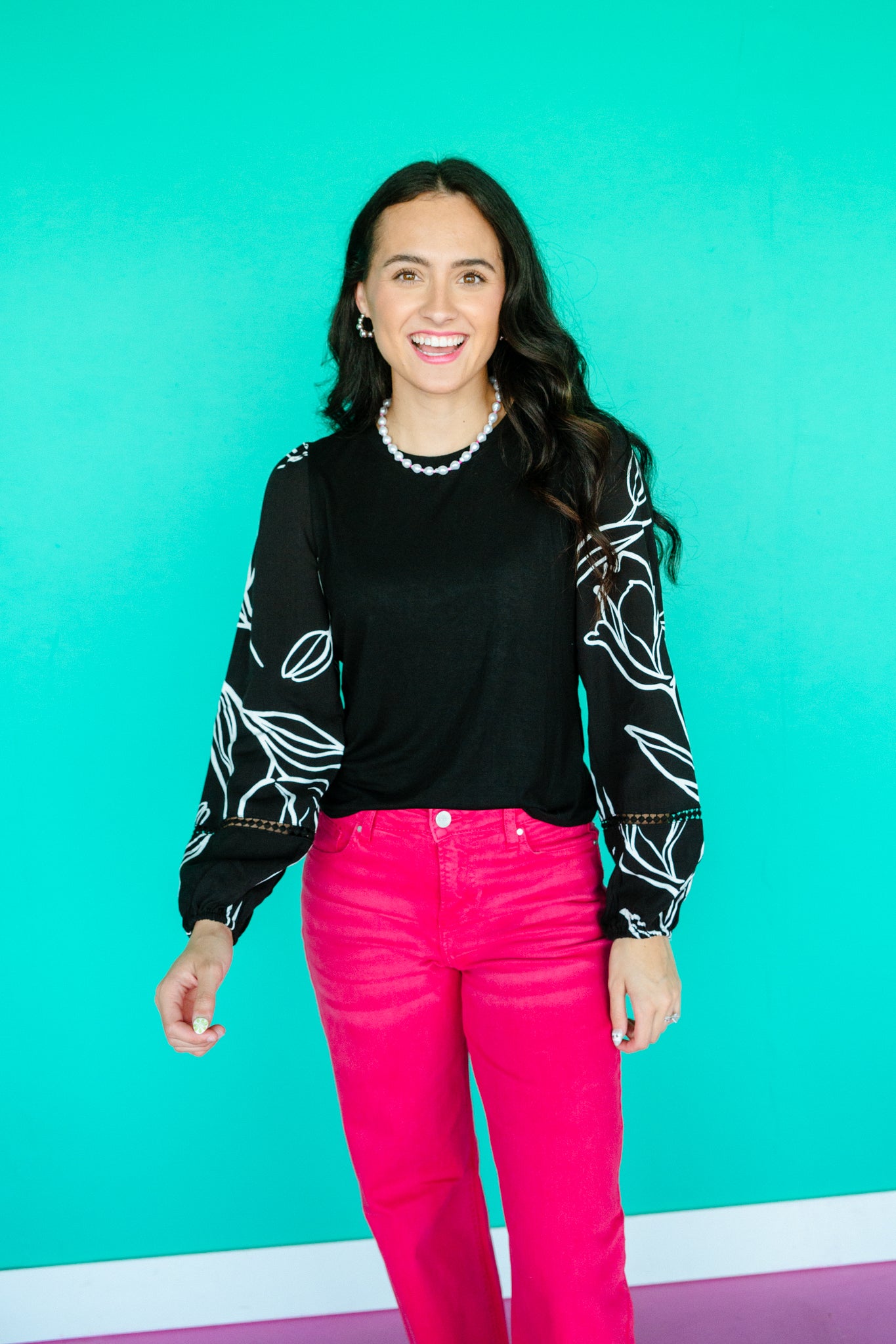 Tianna Long Sleeve Blouse - Black