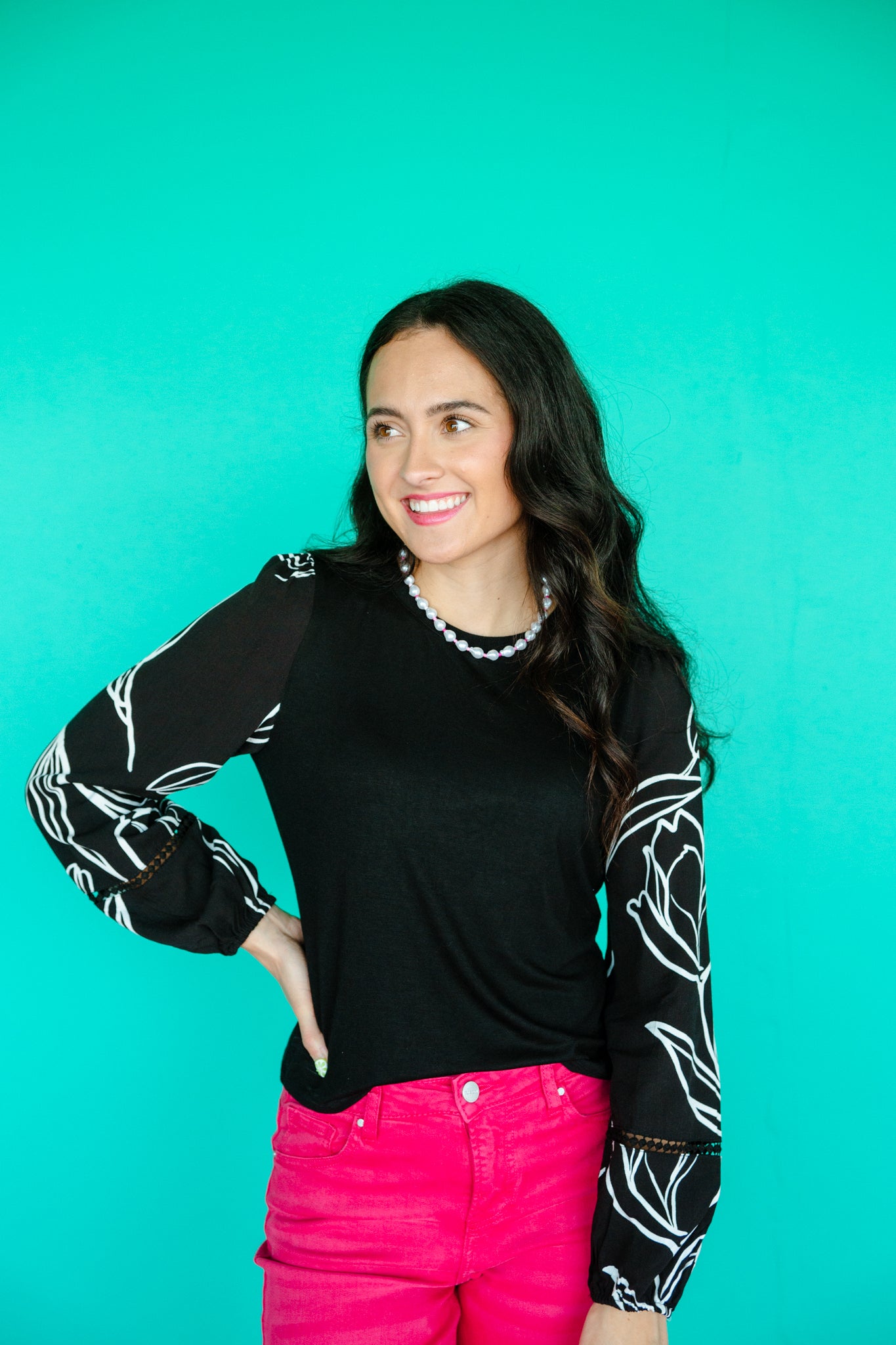 Tianna Long Sleeve Blouse - Black