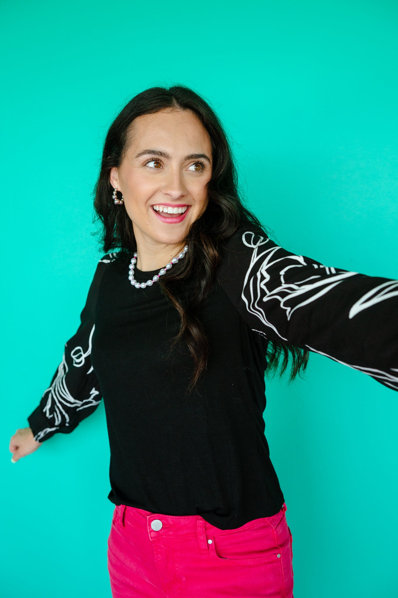 Tianna Long Sleeve Blouse - Black