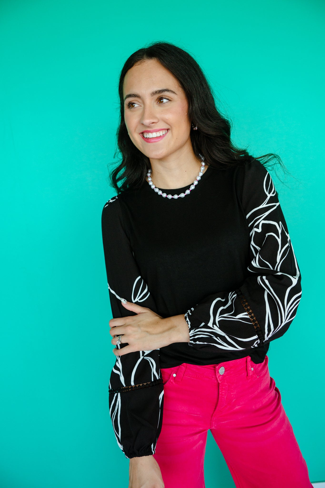 Tianna Long Sleeve Blouse - Black