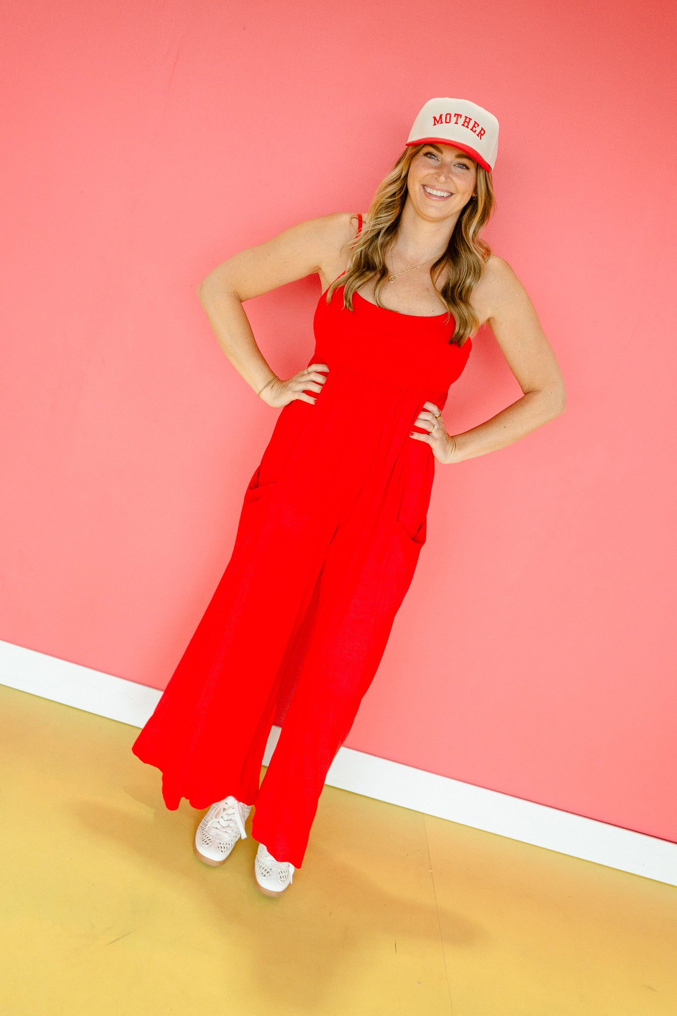 Krystine Wide Leg Jumpsuit. - True Red