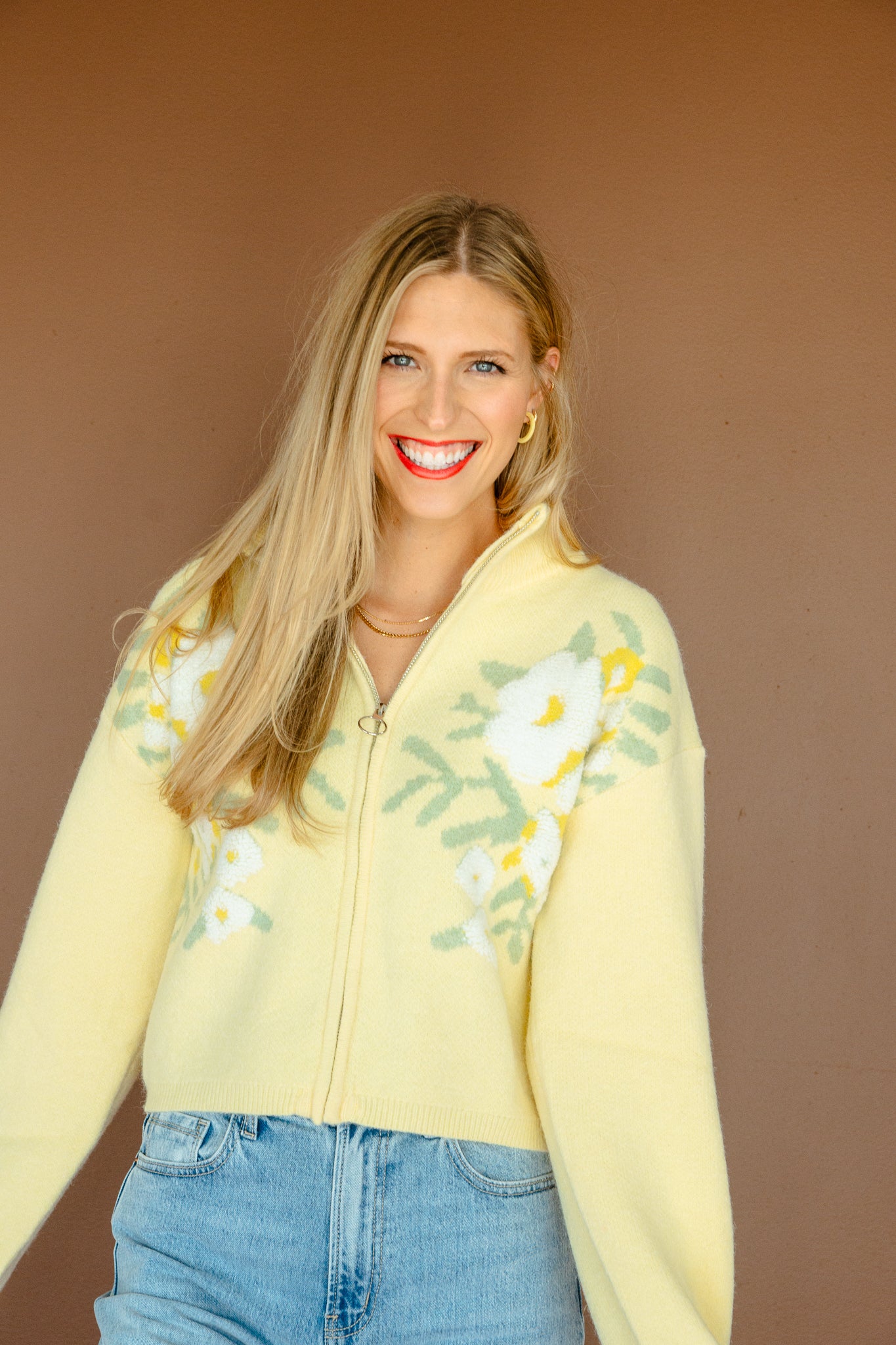 Talulah Zip Up Sweater - Butter Yellow