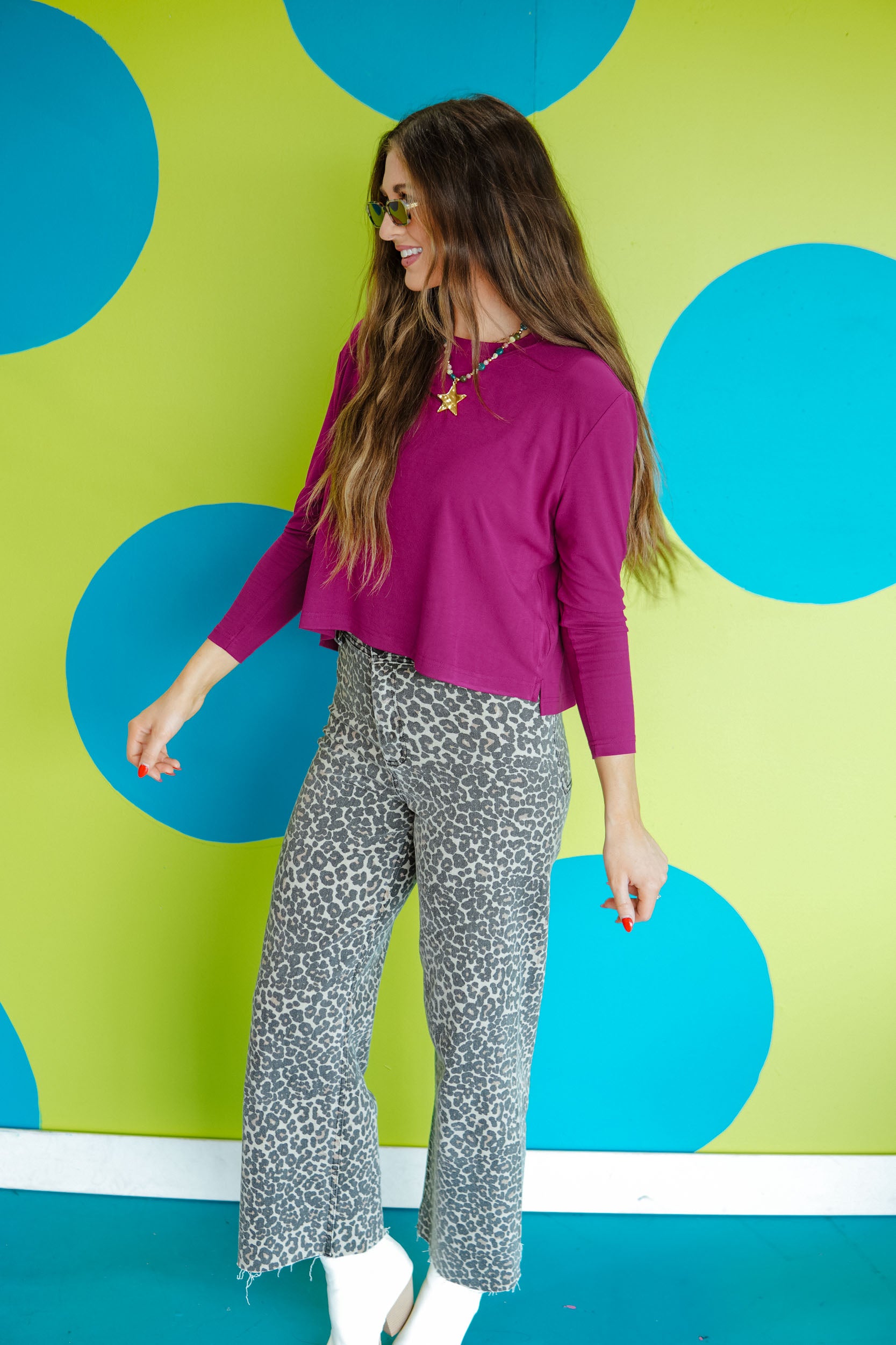 [Ellevate Basic] Blaire Boxy Long Sleeve - Cranberry