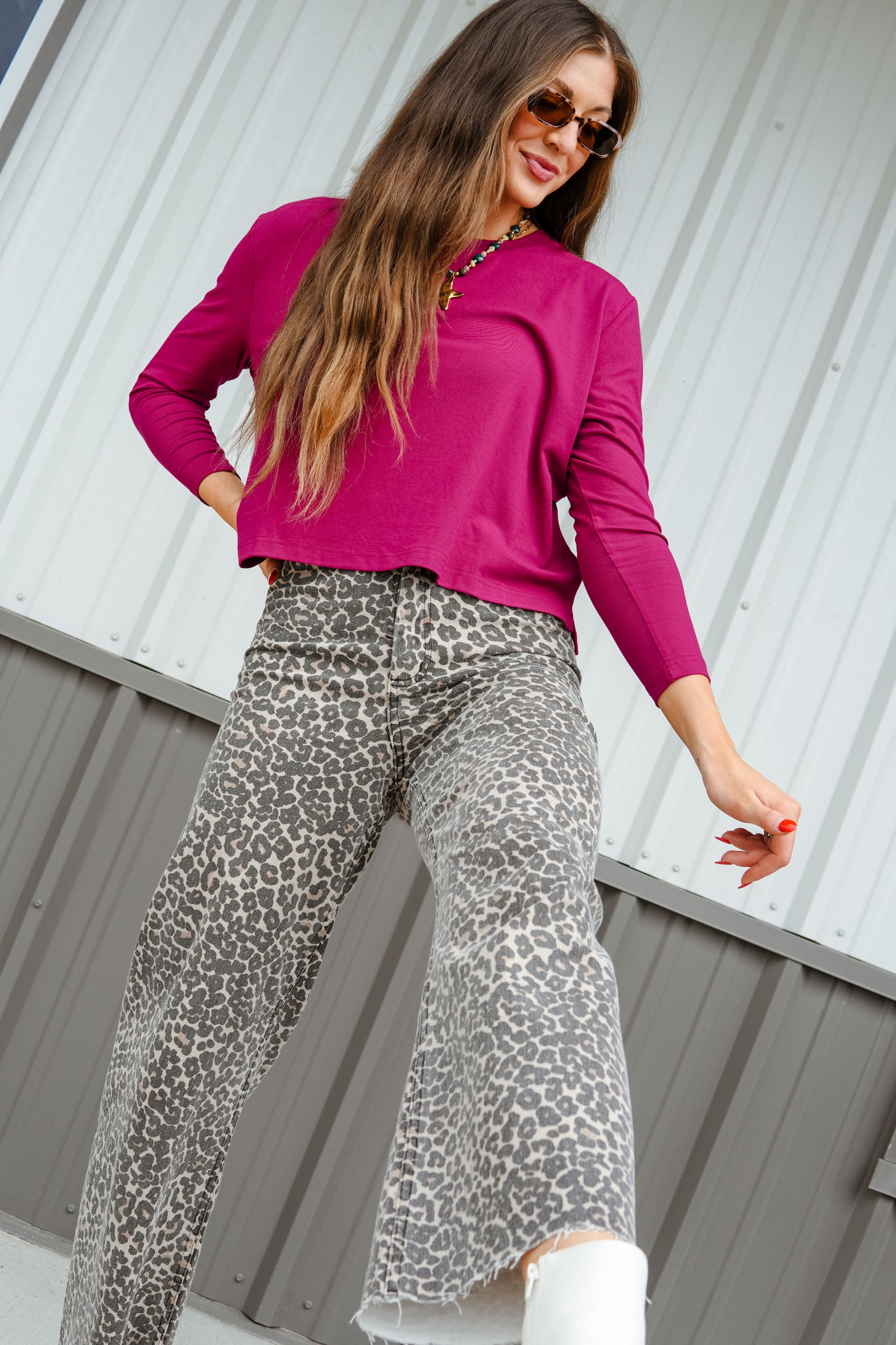 [Ellevate Basic] Blaire Boxy Long Sleeve - Cranberry