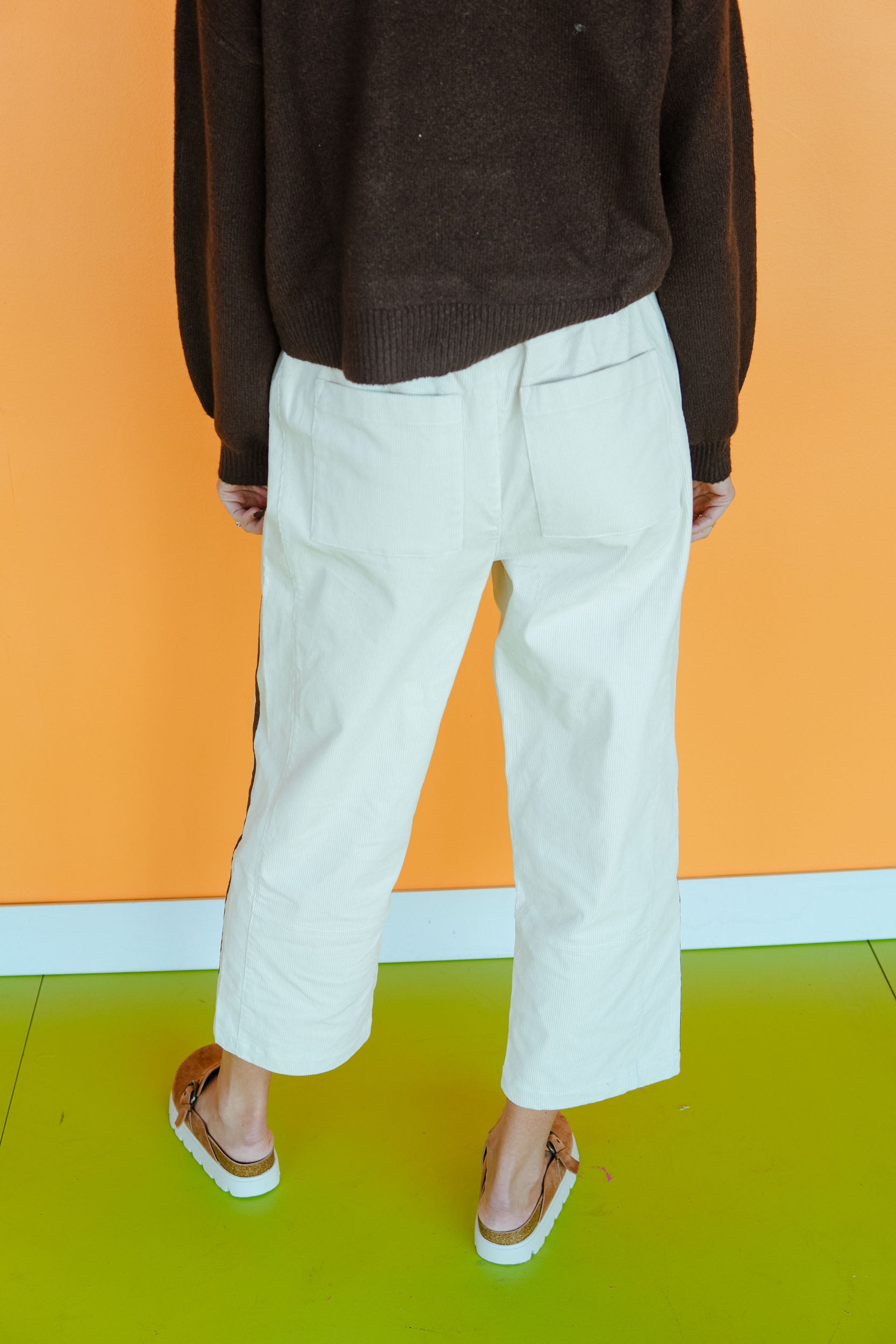 Maggie Corduroy Pants - Cream + Chocolate