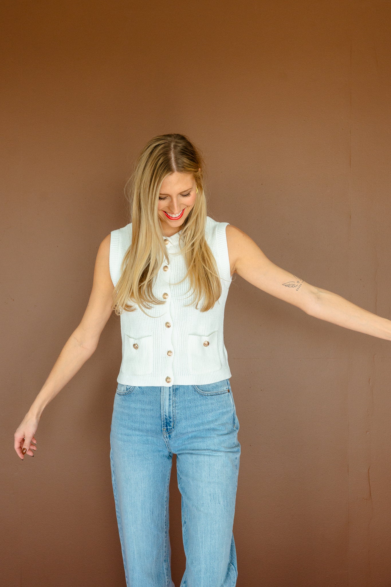 Brooklyn Sweater Vest - Cream