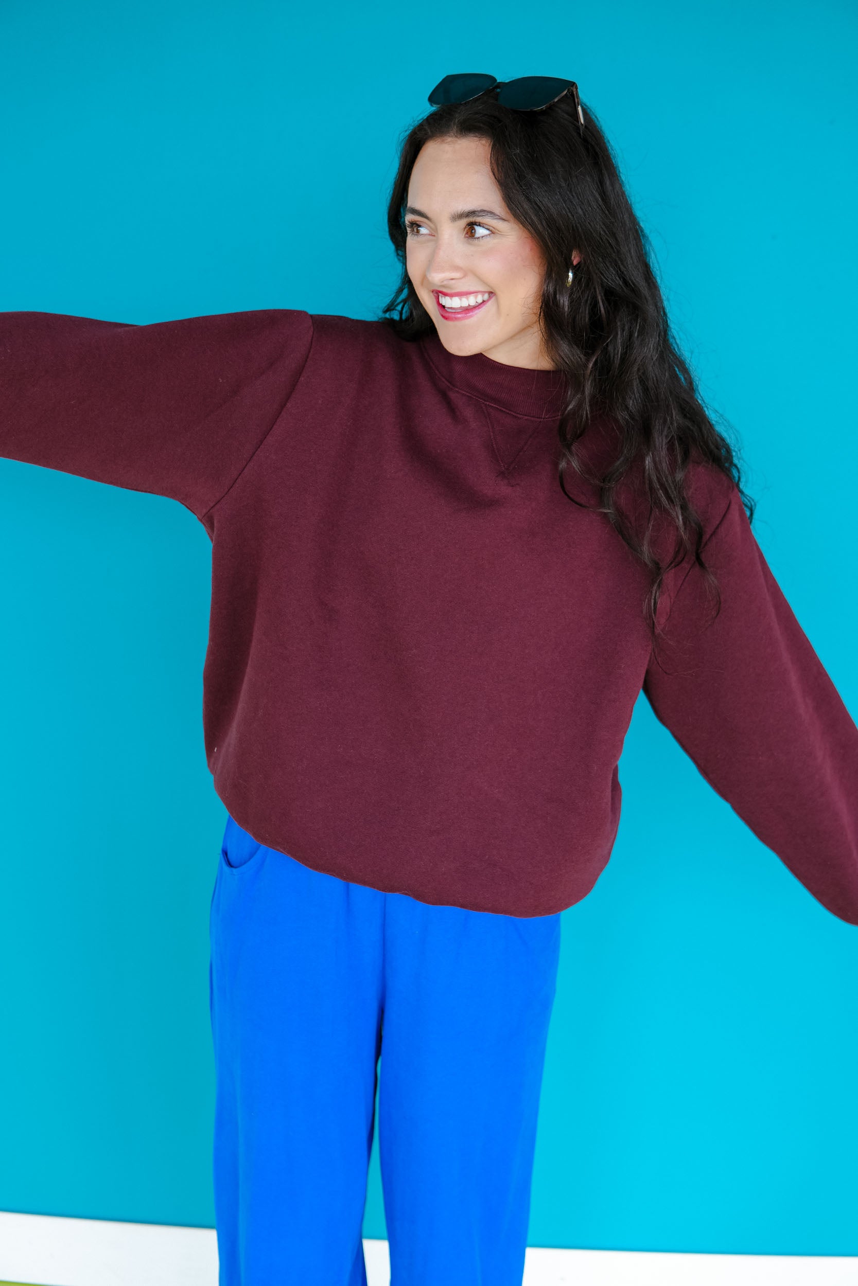 Paige Mock Neck Pullover - Deep Maroon