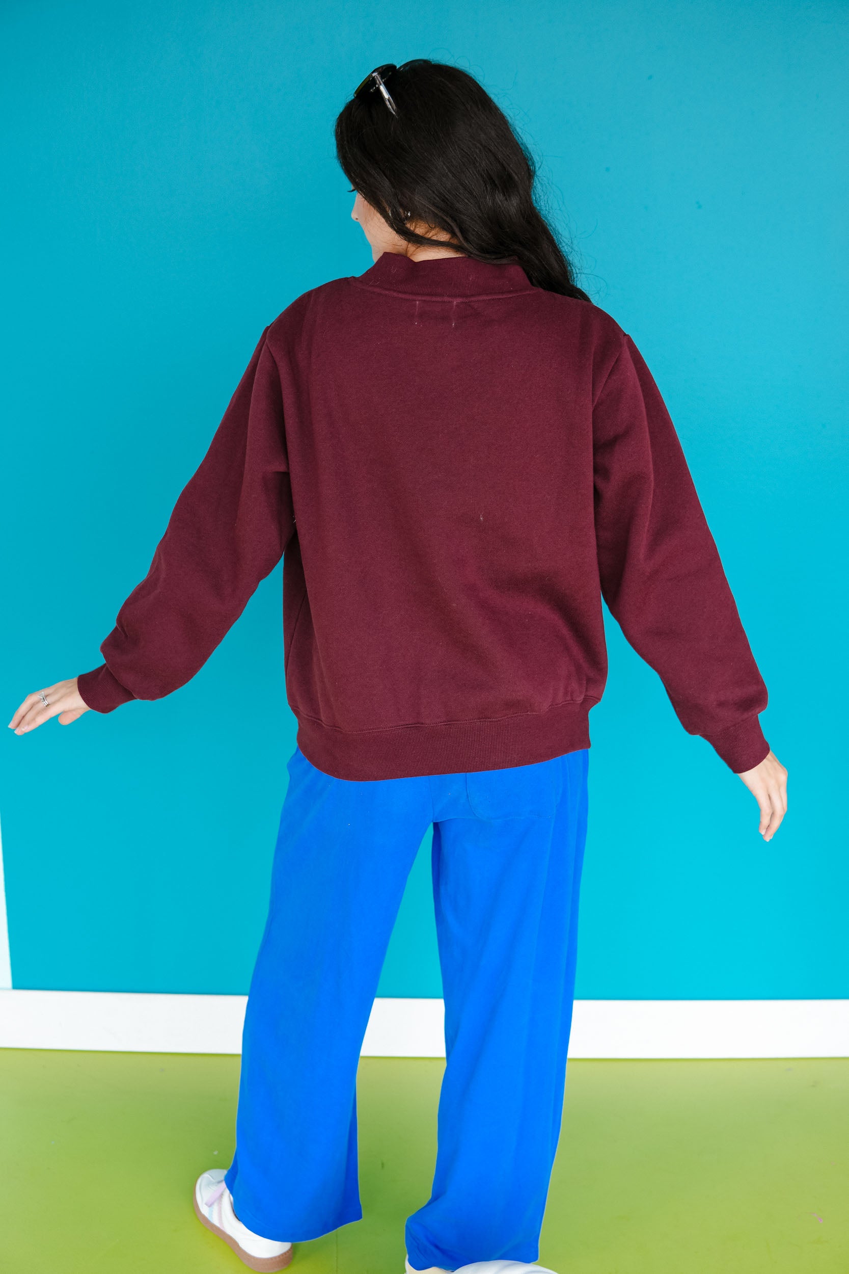 Paige Mock Neck Pullover - Deep Maroon