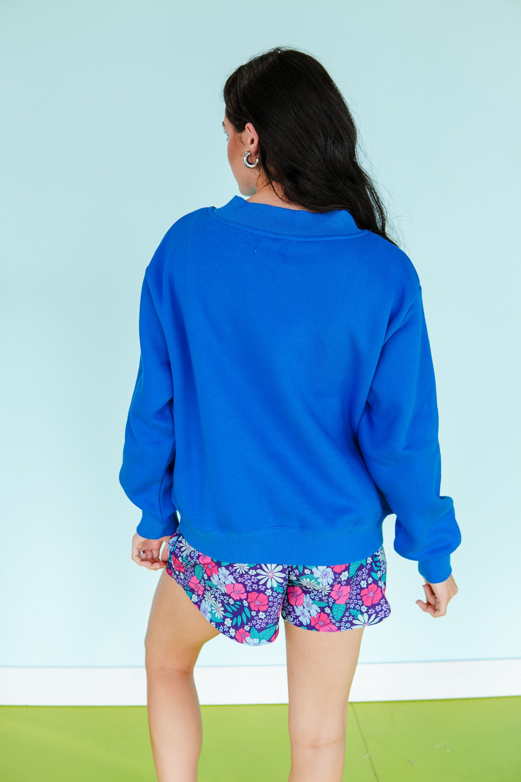 Paige Mock Neck Pullover - Bright Blue