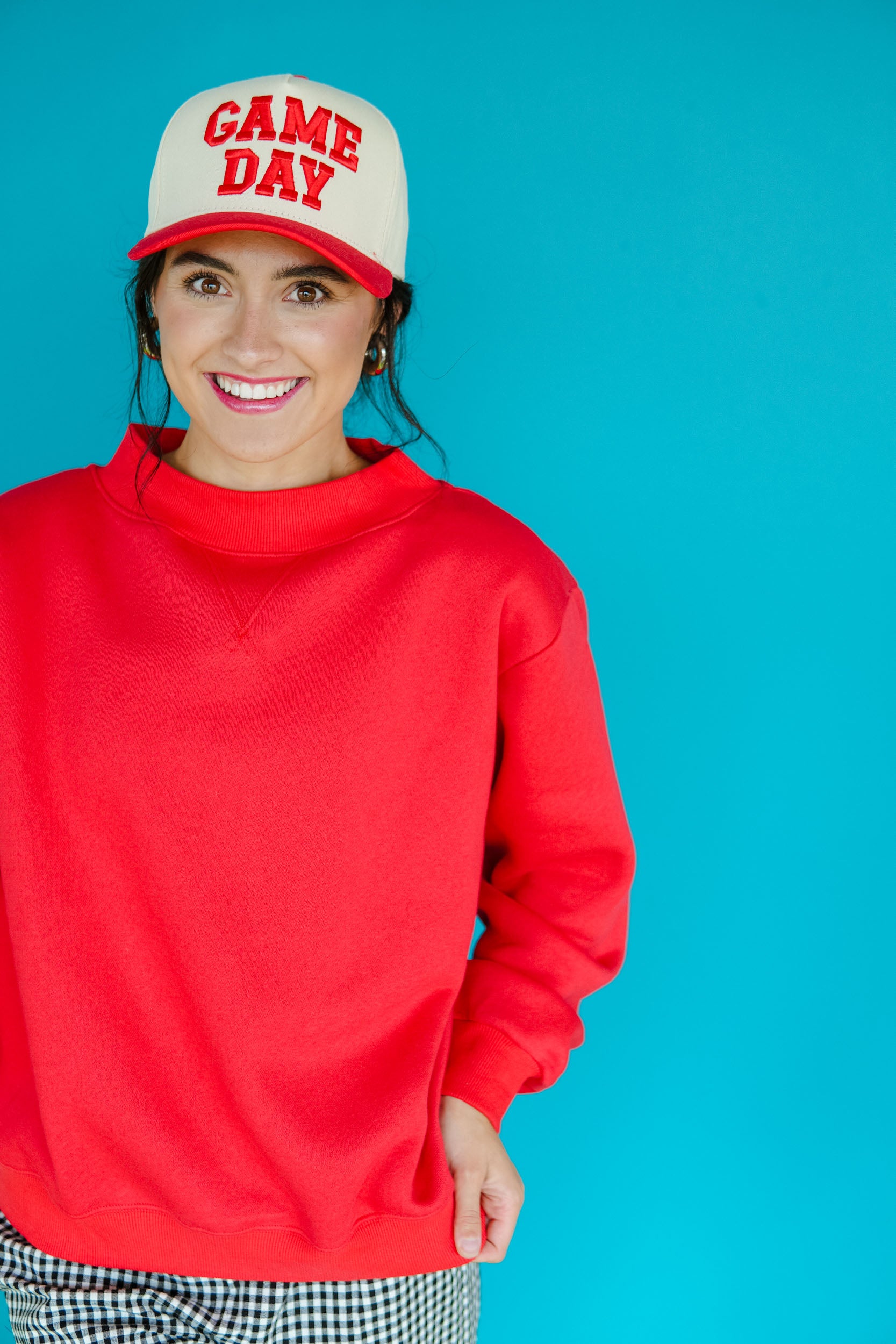 Paige Mock Neck Pullover - True Red