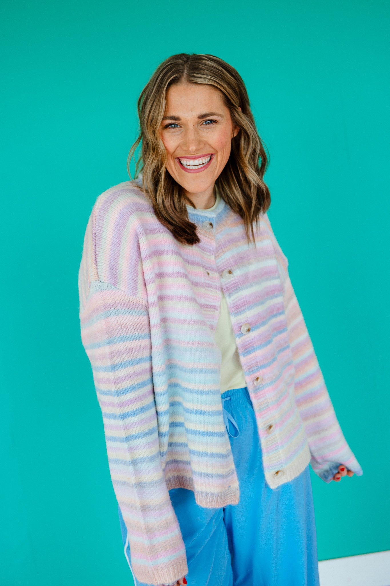 Confetti Cloud Striped Cardigan