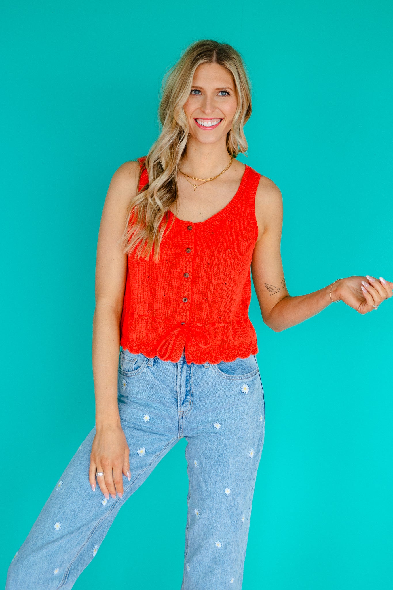 Ruth Knit Sweater Tank - Geranium