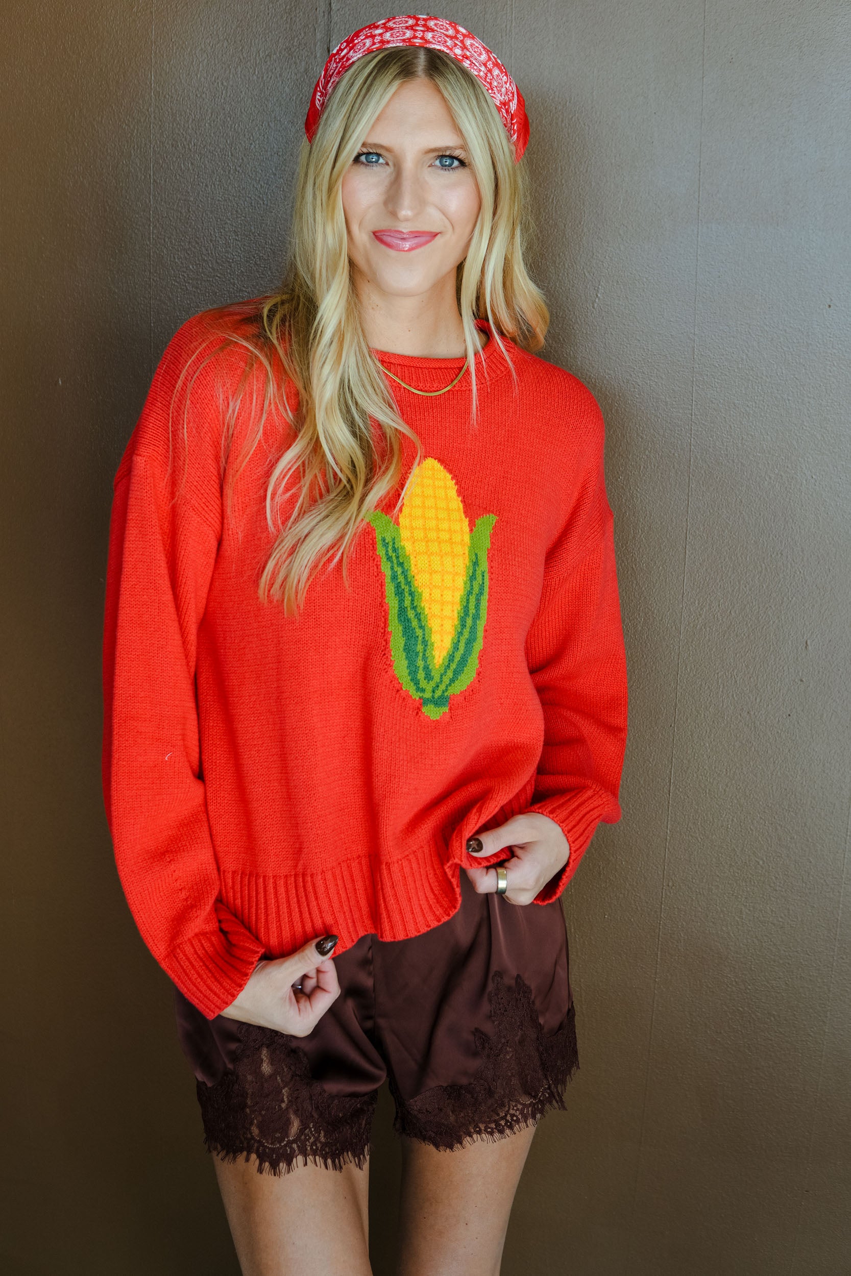 MyEllement Exclusive] Homegrown Corn Sweater - Warm Red