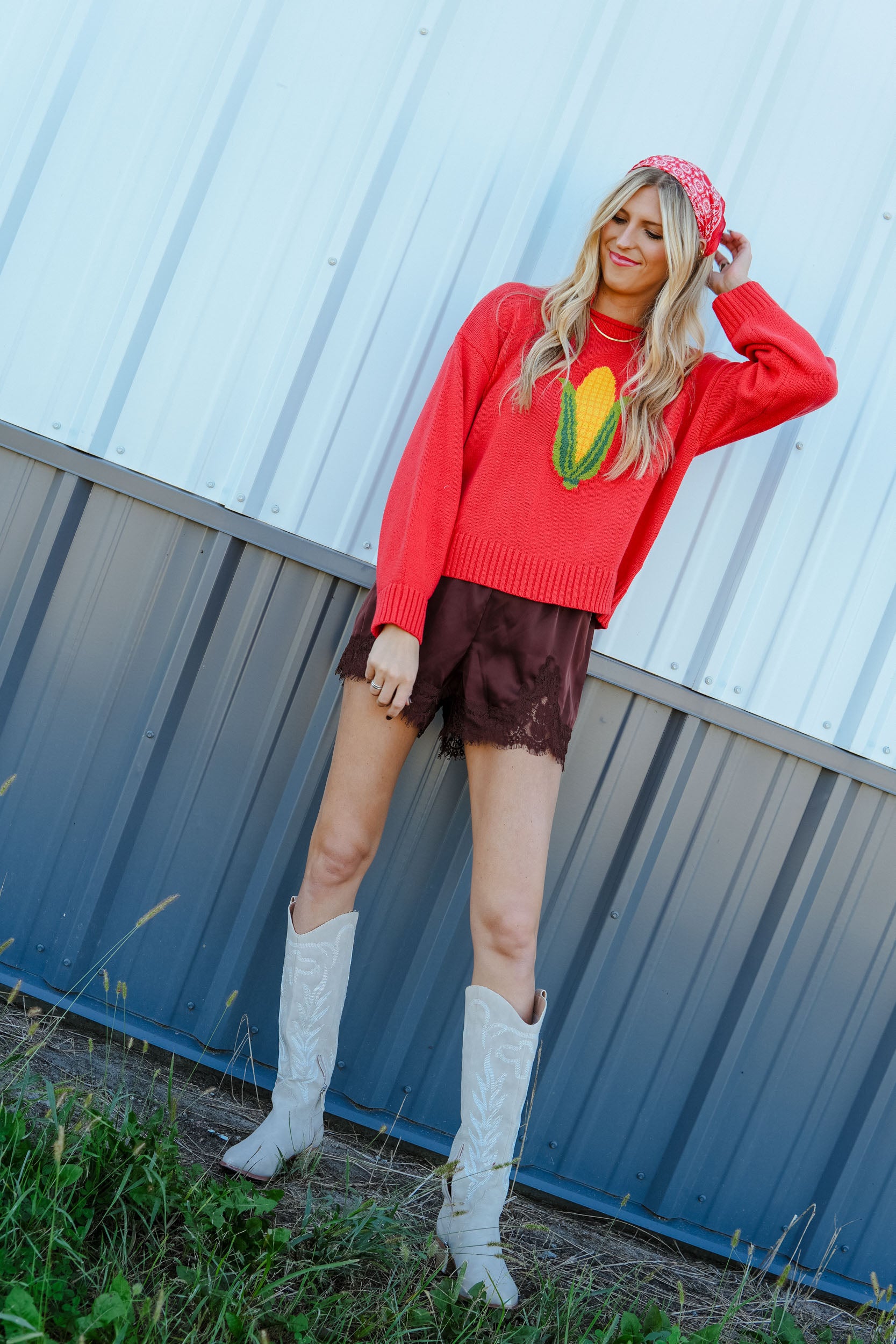 MyEllement Exclusive] Homegrown Corn Sweater - Warm Red