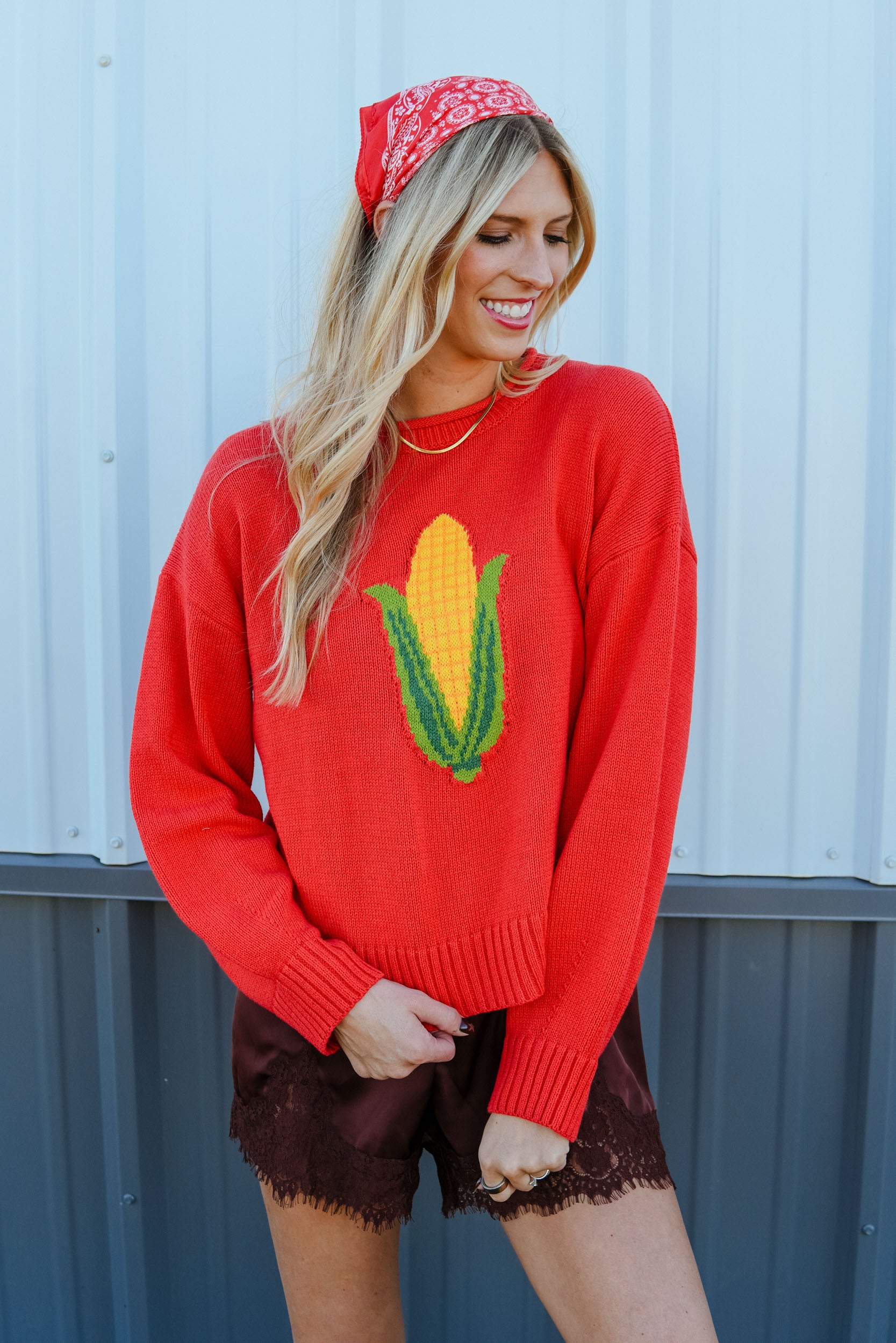 MyEllement Exclusive] Homegrown Corn Sweater - Warm Red