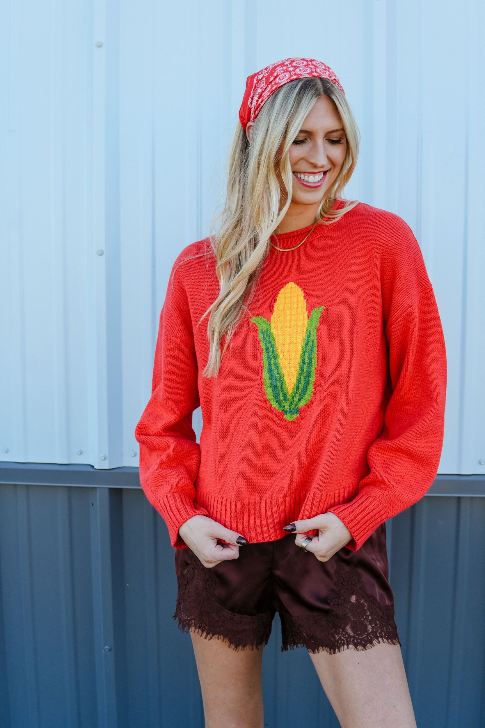 MyEllement Exclusive] Homegrown Corn Sweater - Warm Red