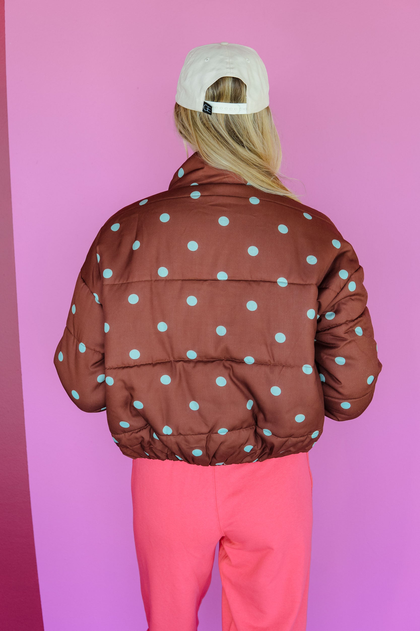 Cocoa Crush Polka Dot Puffer Jacket - Brown