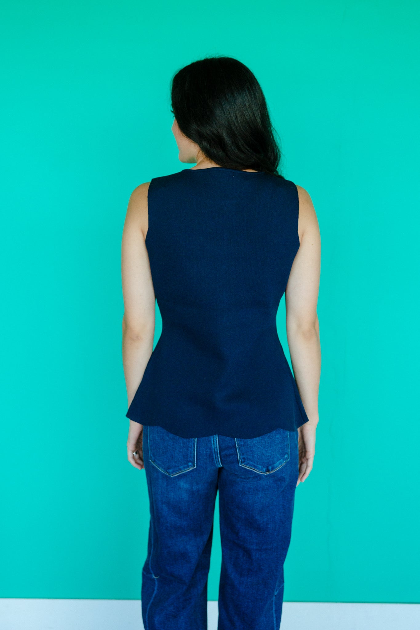 Tracy Sleeveless Button Down Sweater - Dark Navy