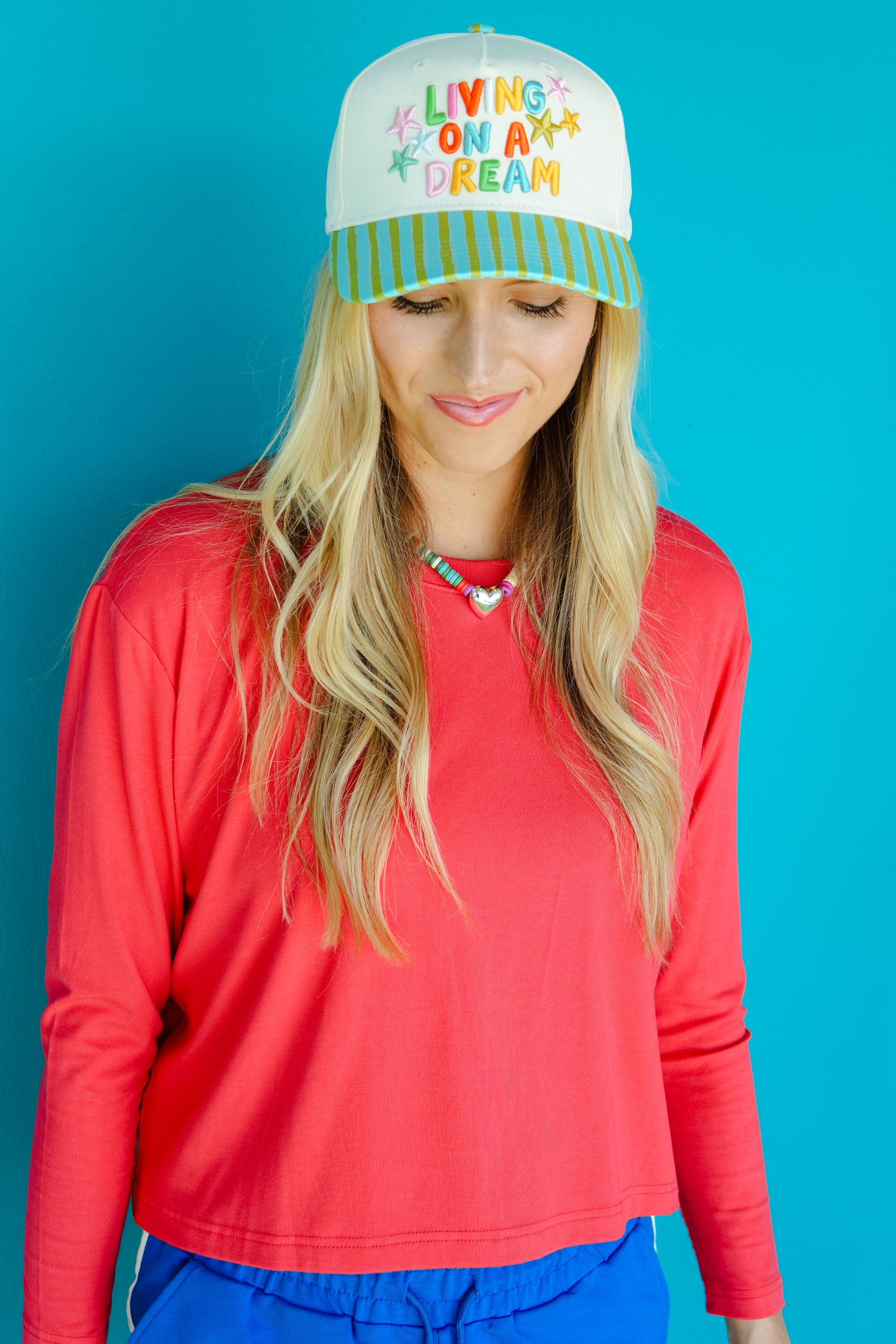 Living On A Dream Trucker Hat - Green Stripe