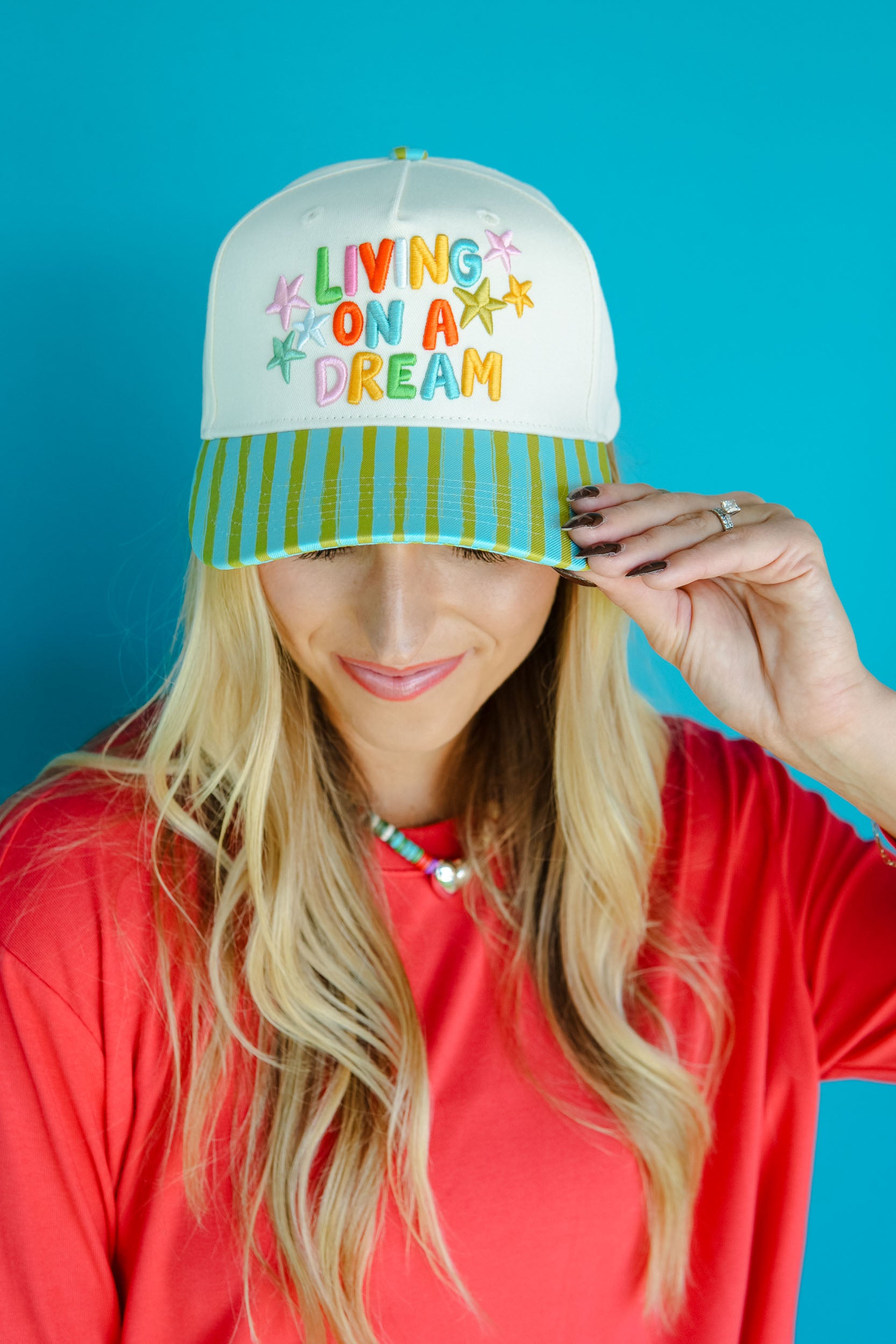 Living On A Dream Trucker Hat - Green Stripe
