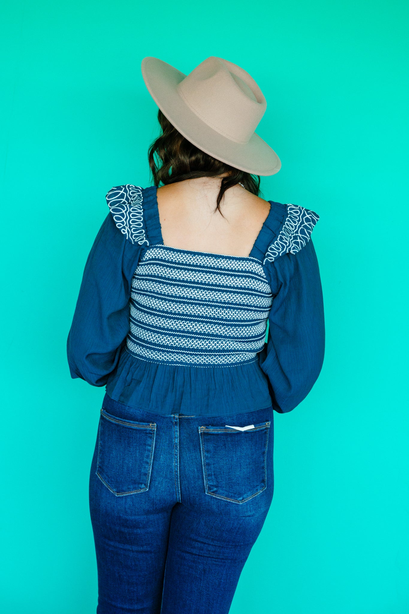 Lucianna Embroidered Peplum Blouse - Kingfisher