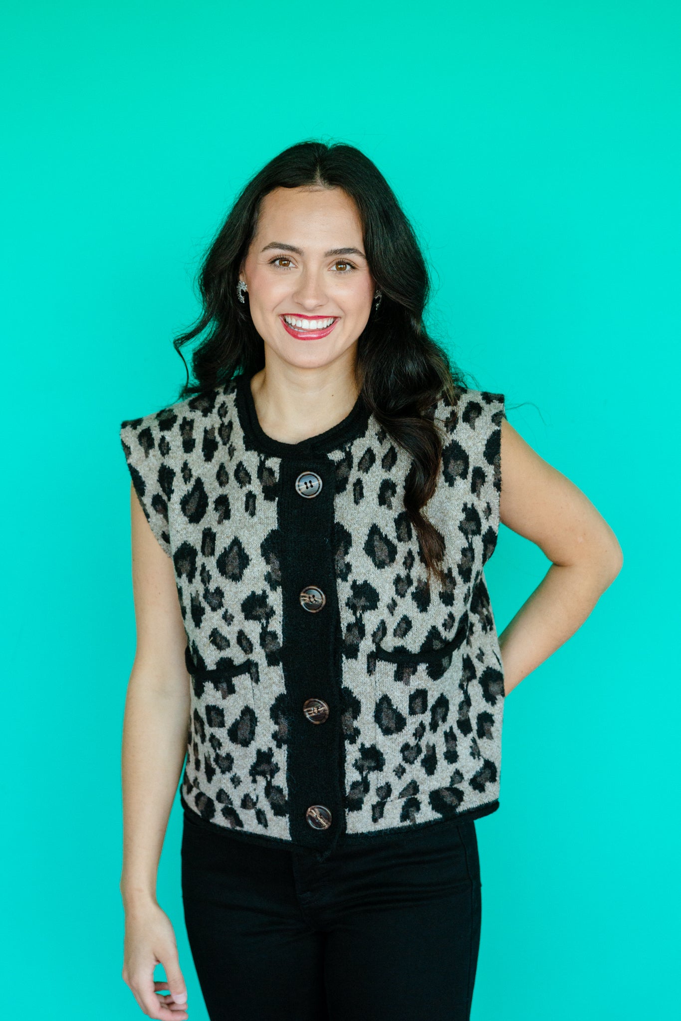 Nylah Sleeveless Sweater - Black + Grey