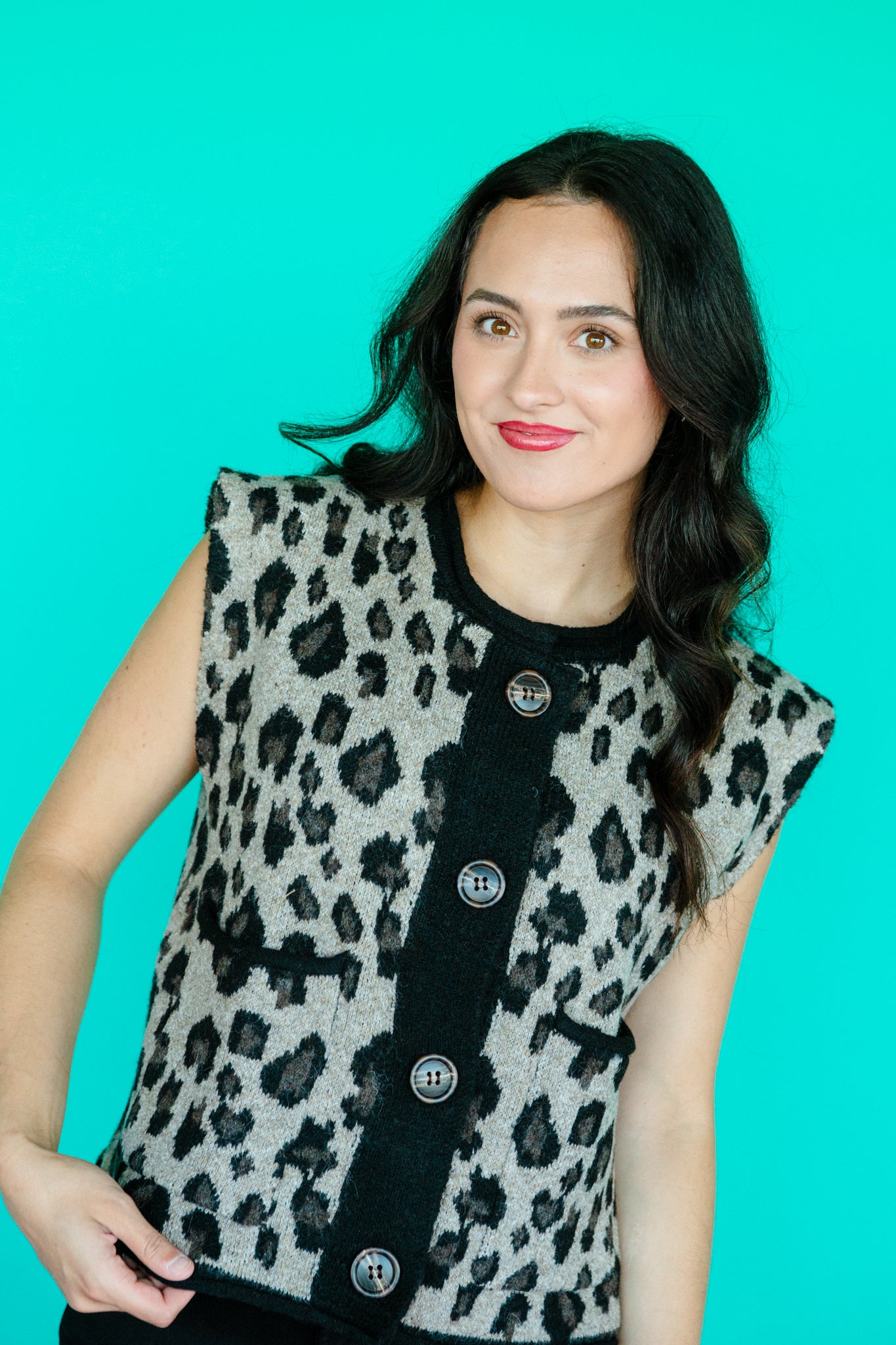 Nylah Sleeveless Sweater - Black + Grey