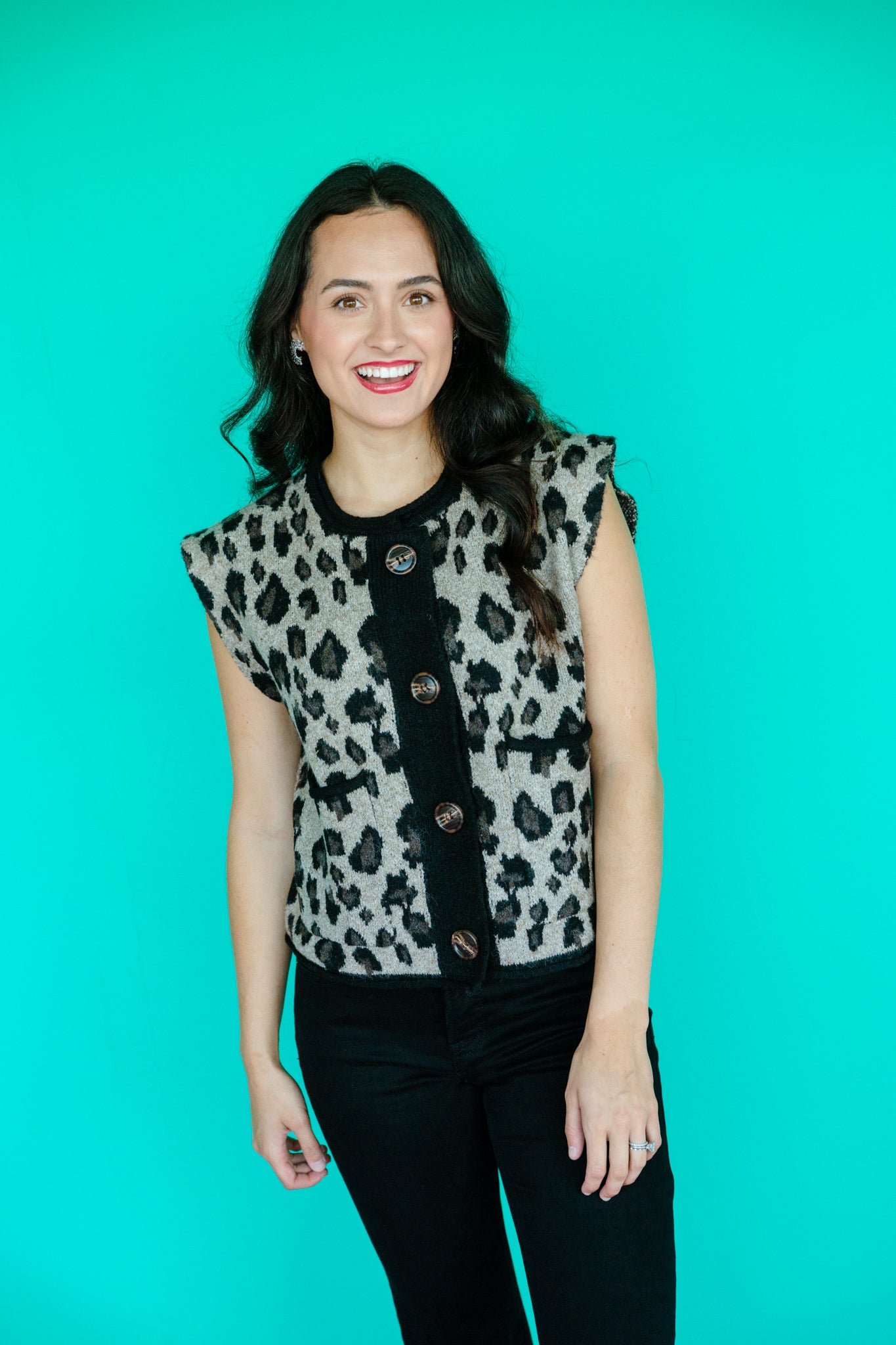 Nylah Sleeveless Sweater - Black + Grey