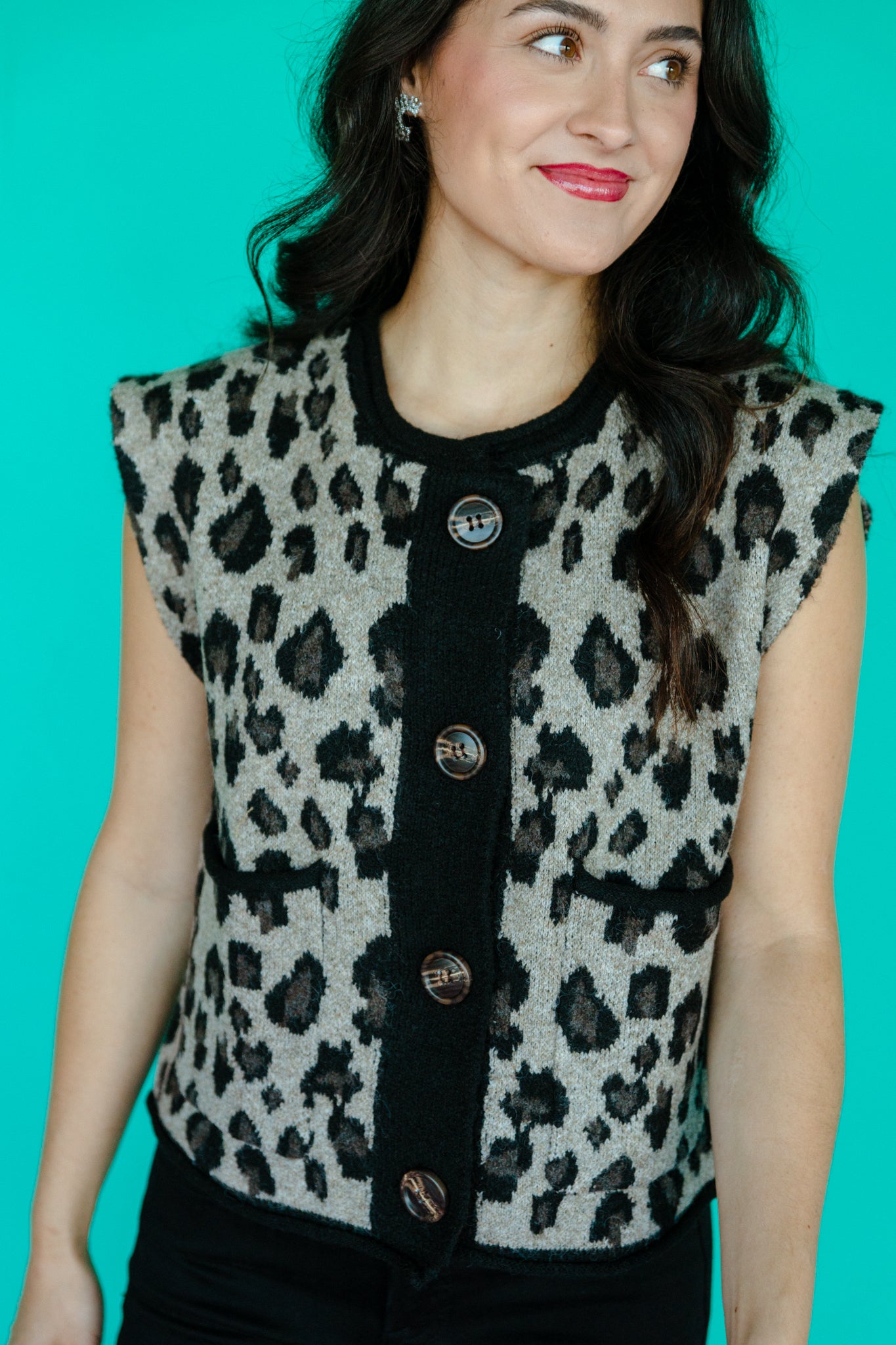 Nylah Sleeveless Sweater - Black + Grey