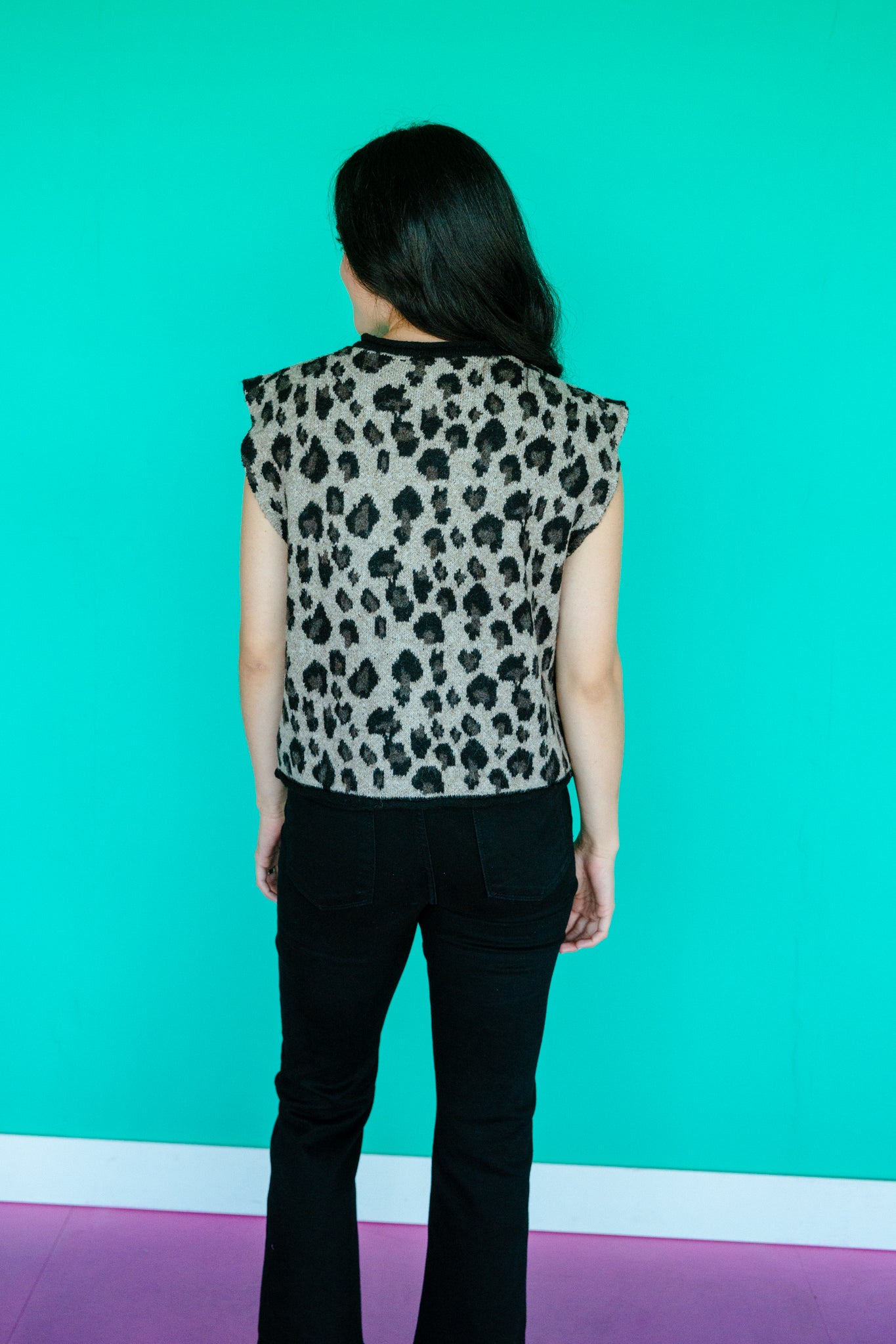 Nylah Sleeveless Sweater - Black + Grey