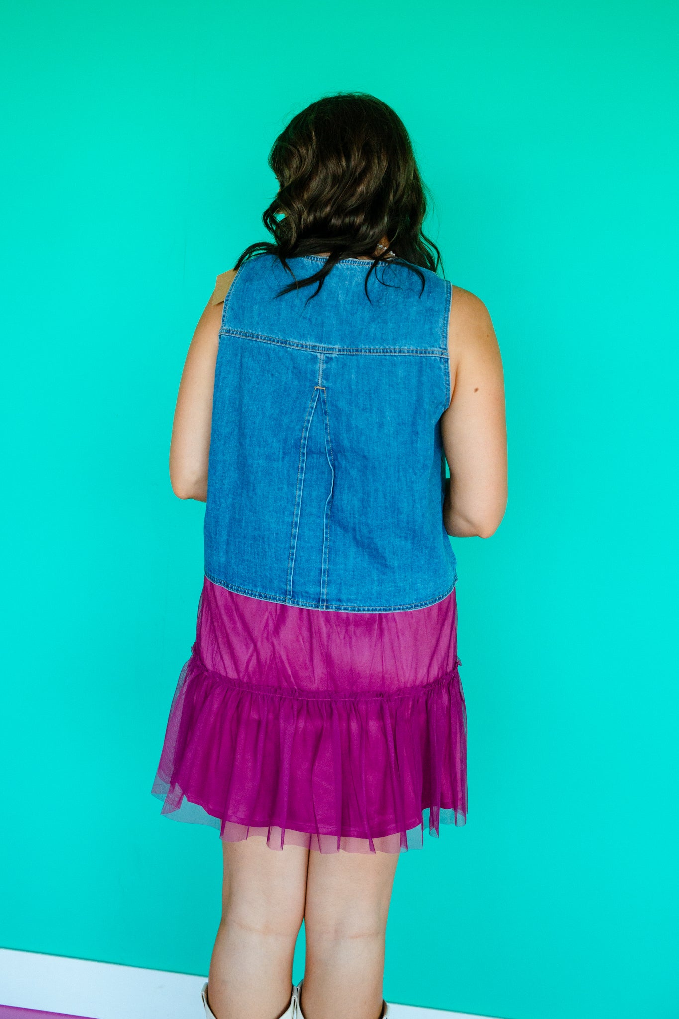 Liza Tie Front Denim Vest - Light Wash